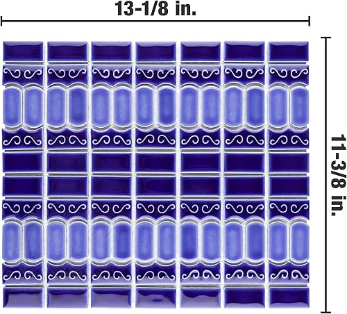 Miniatura 4 de Módena Azul Cobalto 11-3/8" x 13-1/8" Azulejo de porcelana para piso y pared