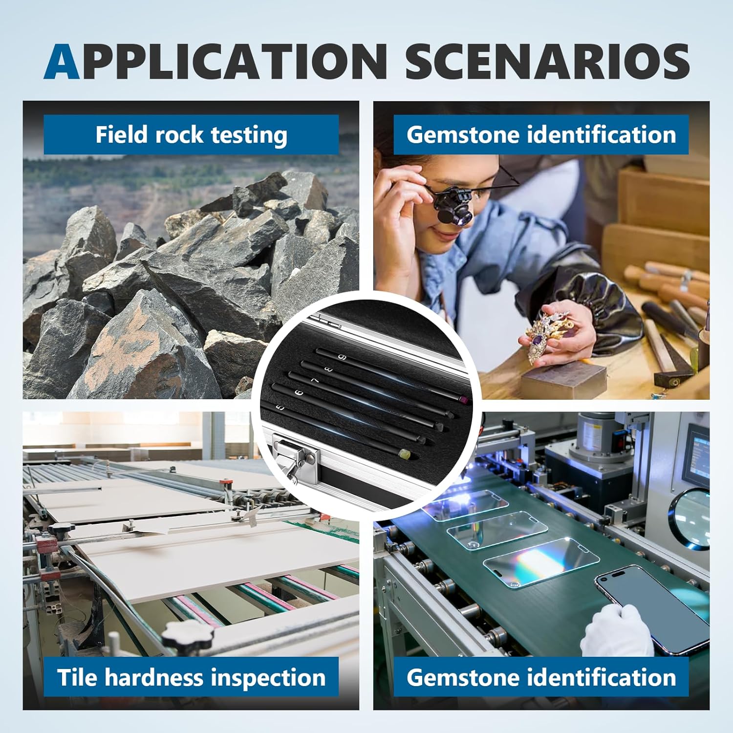 Mohs Hardness Test Kit Mohs Hardness Picks 5 Pack Mohs Hardness Tester Industrial Mineral Identification Kit Gem Jade Jewelry 5-9 Scratch Tester