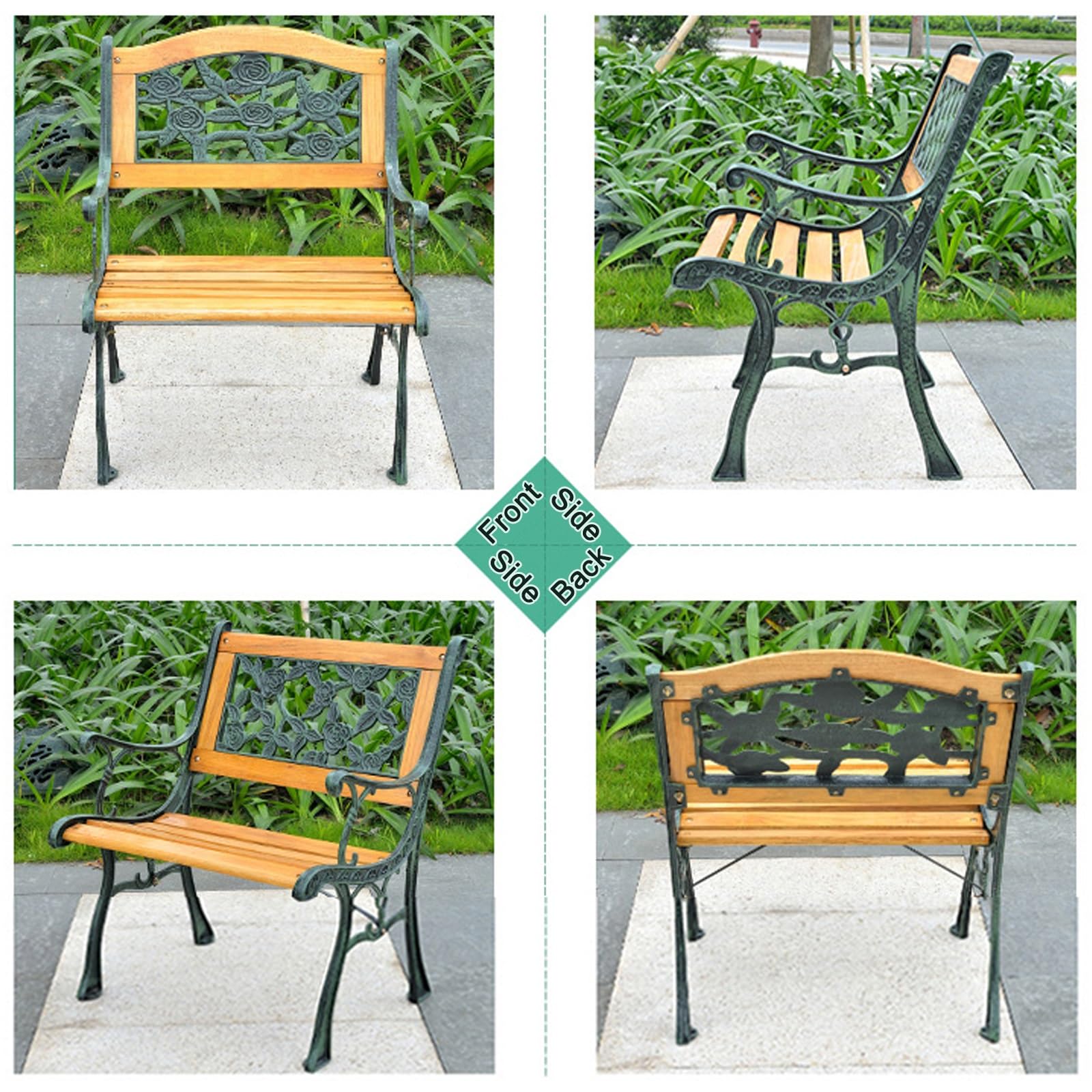 Panche da Giardino per Interni/Esterni, Panchina da Esterno con Schienale, Panca Giardino per Patio, Prato, Balcone, Cortile, Veranda, Carico Massimo 200 kg