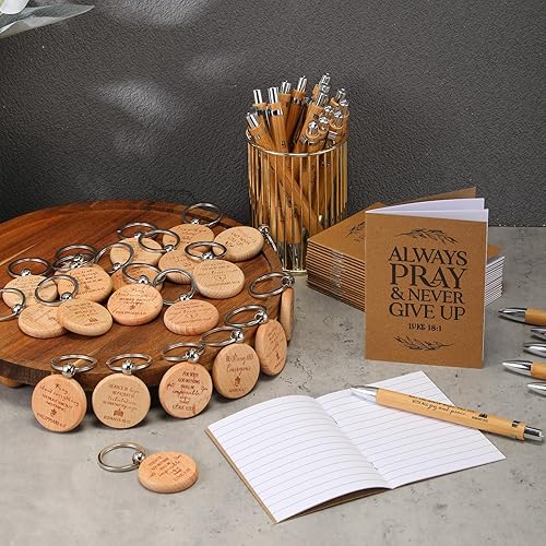 Miniatura 5 de Seajan Los regalos cristianos incluyen cuadernos con versículos de la Biblia, bolígrafos inspiradores de bambú, llaveros de madera, regalos de