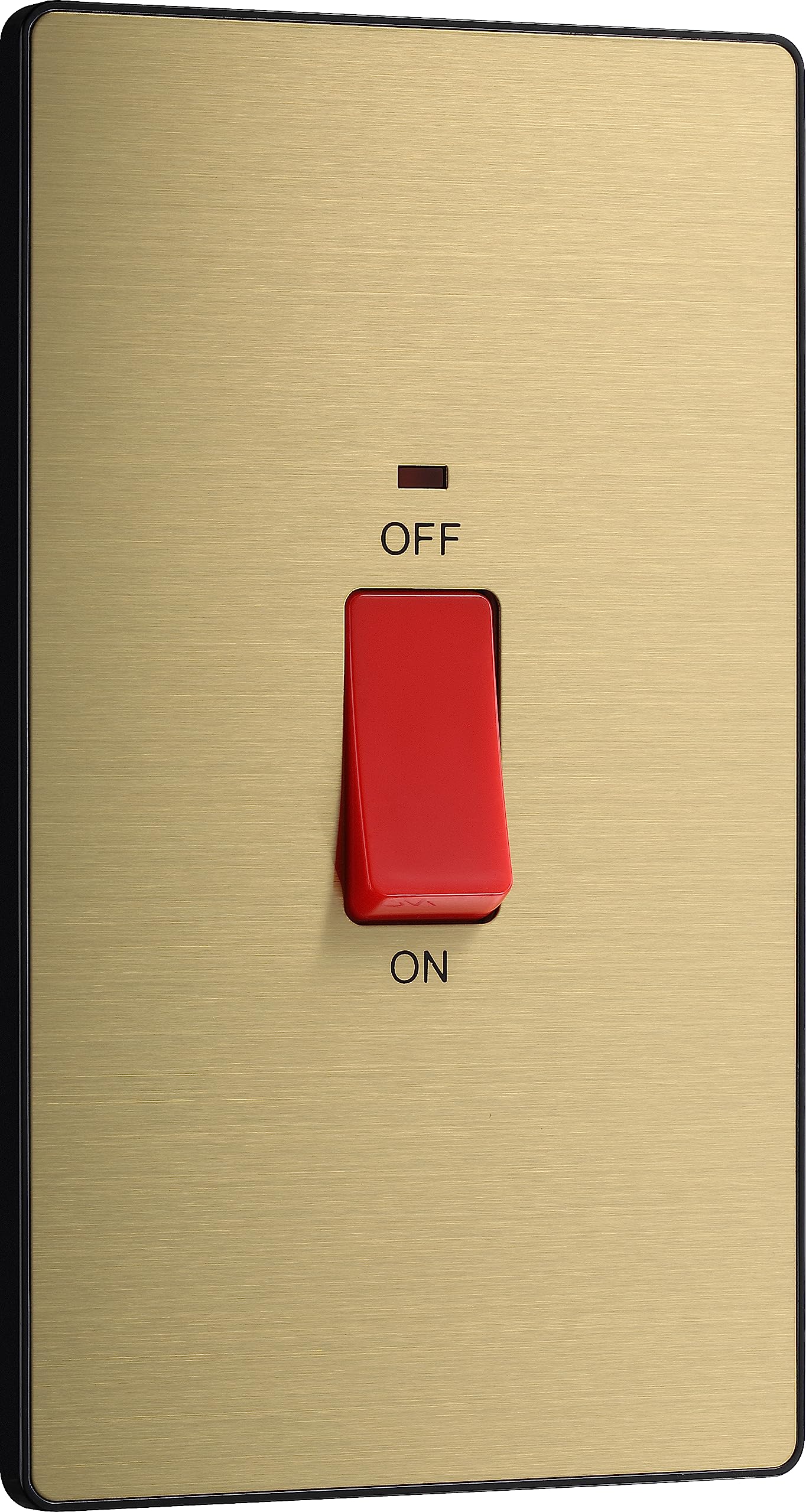 BG Electrical Large Cooker Control Switch Unit with LED Power Indicator, Double Plate, Double Pole, Screwless Front Plate, Evolve, Satin Brass, 45A, PCDSB72B โ image 1