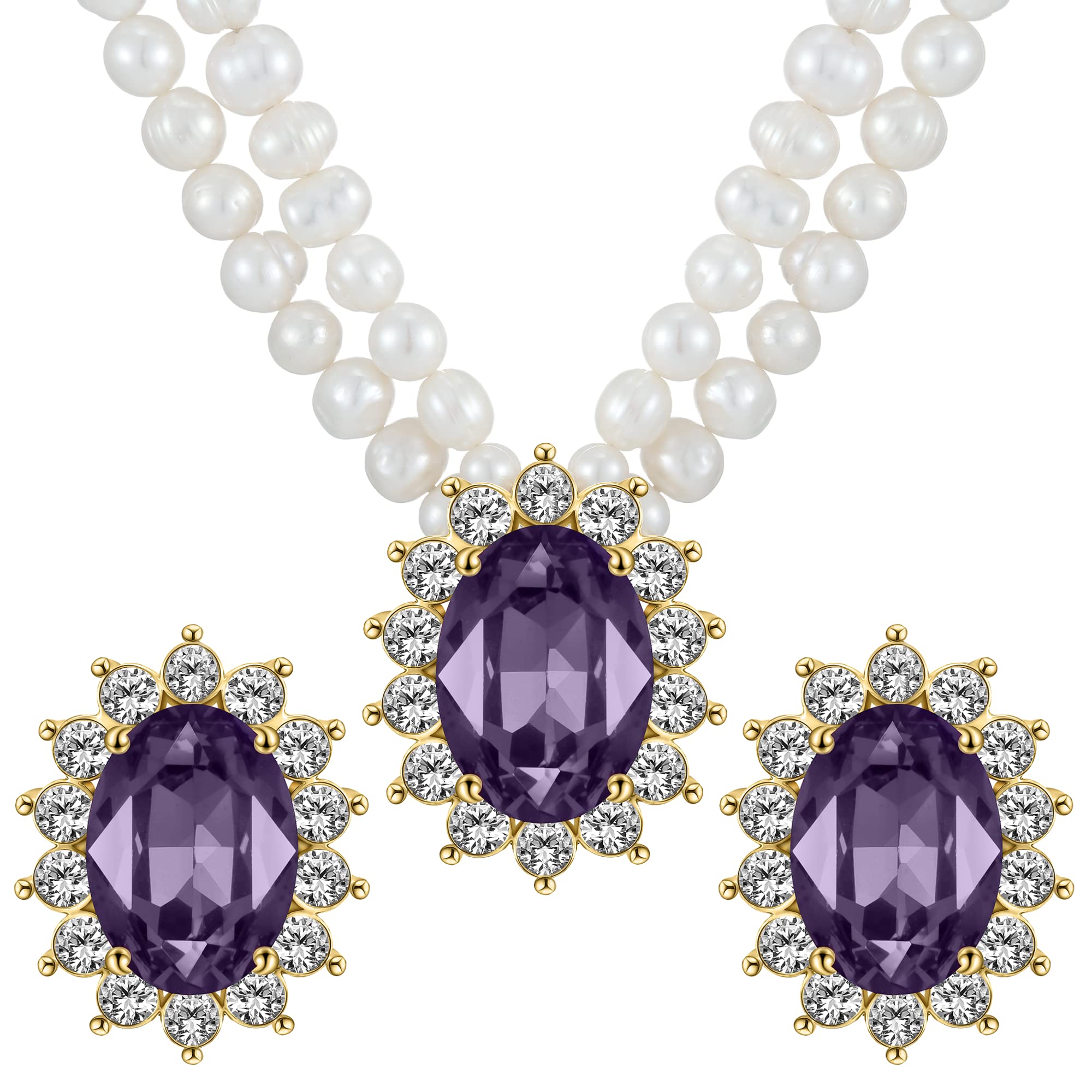 SissliaPearl Set Pearl Jewelry Set Freshwater Pearl Necklace Jewelry Sets for Women Layered Chain Vintage Aesthetic Pearl Necklace Dating Birthday Costume Jewelry for Women and Girls