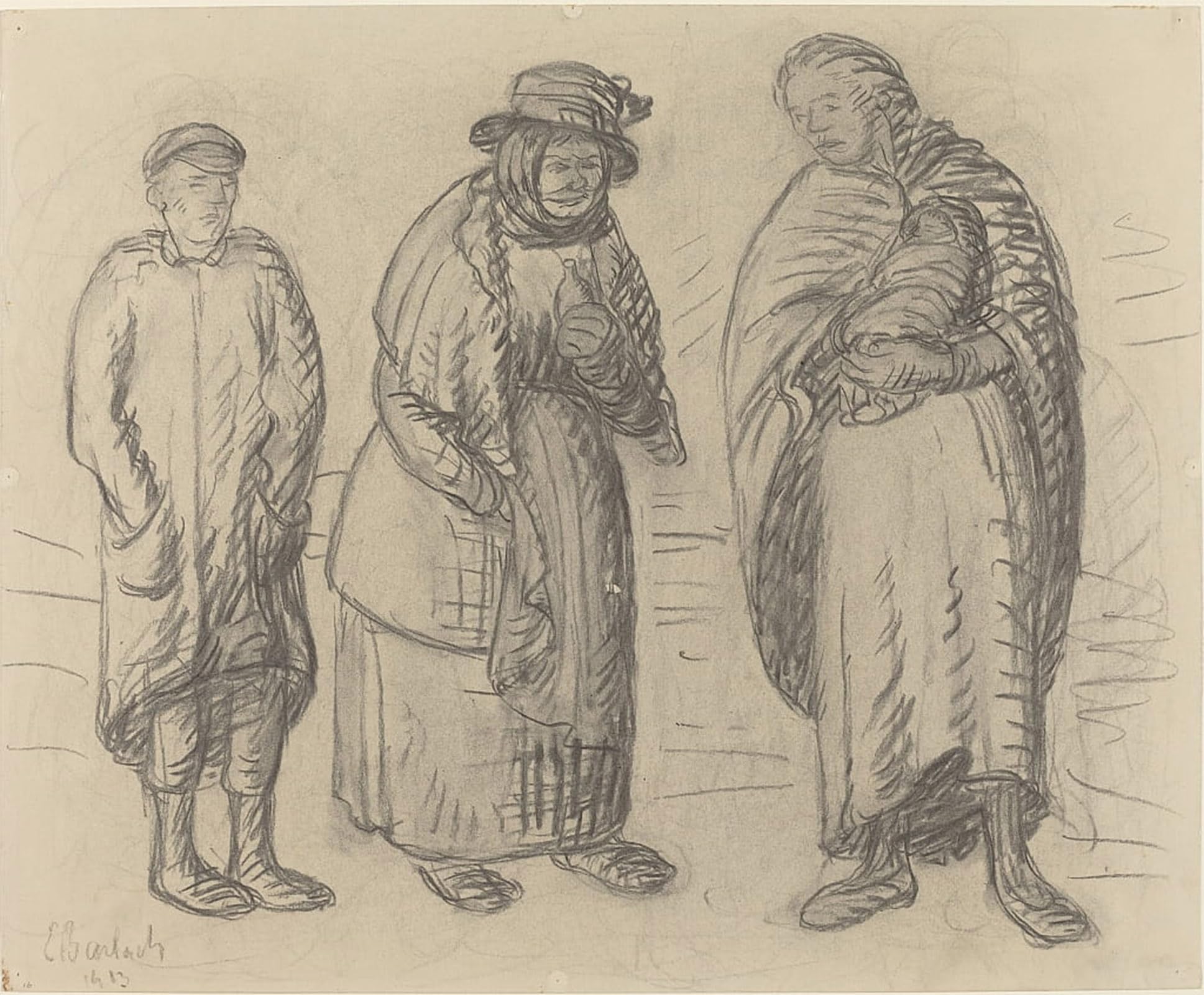 POSTERIIk Famous Animal Posters Vintage Picture Three Characters by Ernst Barlach Modern Wall Decor for Home Decor 60x90cm