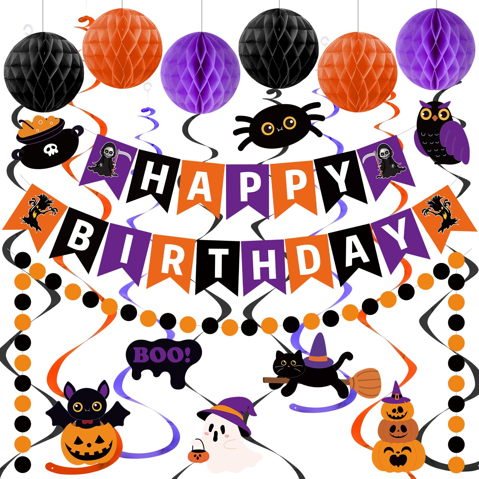 Halloween Birthday Banner, Birthday Decorations for Halloween Party