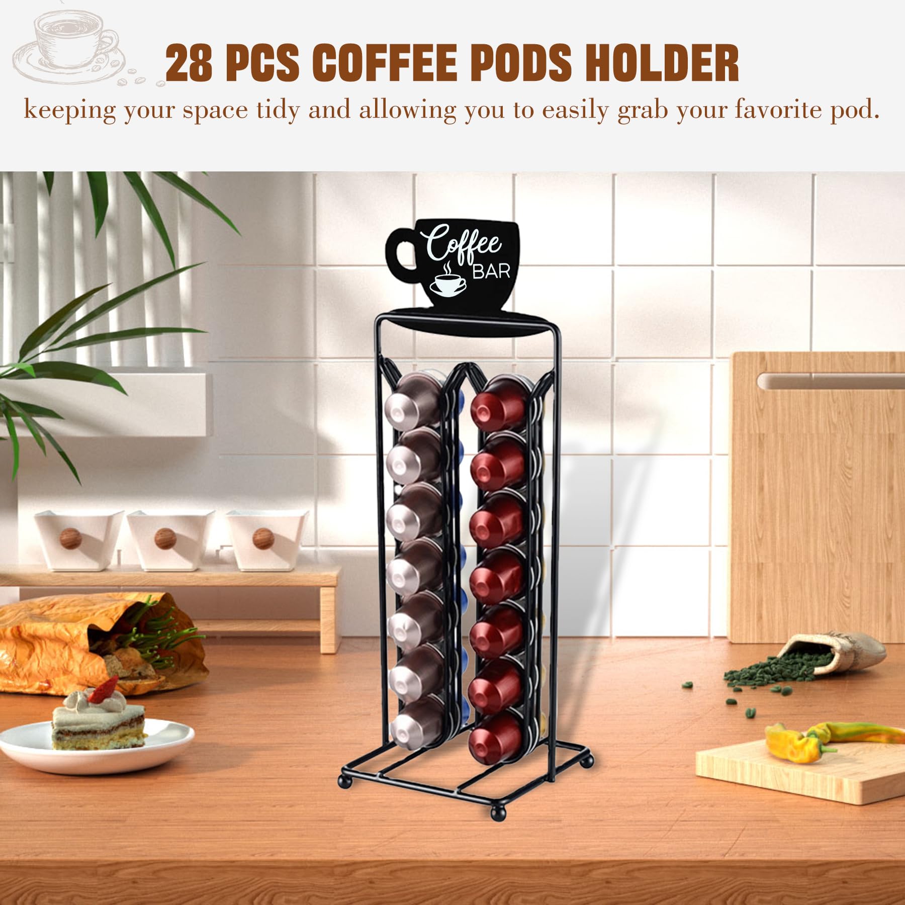 Soporte para 28 cápsulas de café para cápsulas Nespresso, soporte para cápsulas de café compatible con soporte de cápsulas Nespresso, soporte para cápsulas, almacenamiento de cápsulas fith