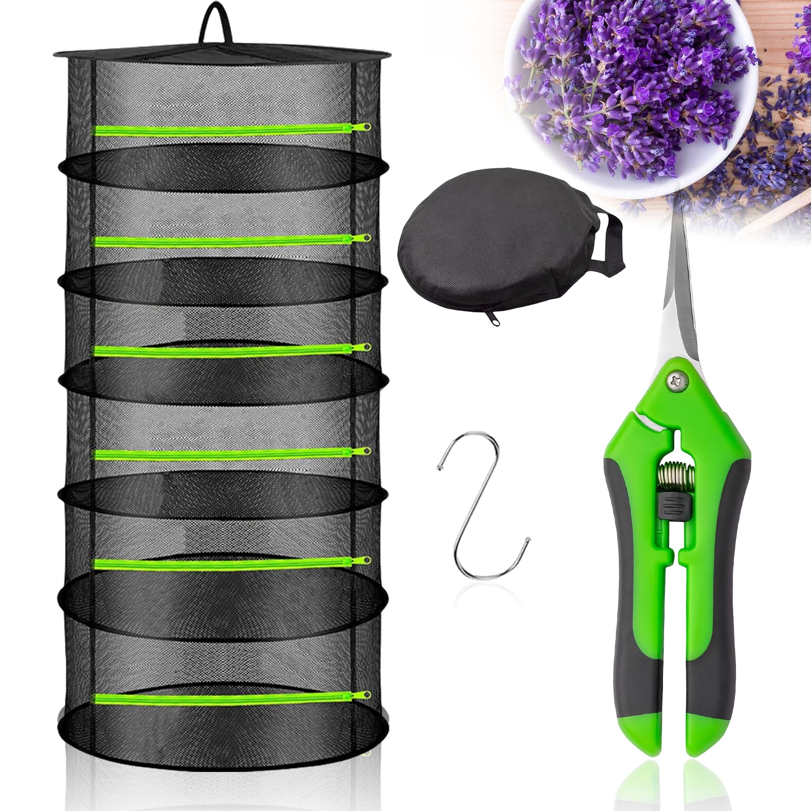 BORDEAG Rete Essiccazione Erbe, 120 * 60 cm Essiccazione Delle Erbe, Essiccatore Per Erbe Pieghevole, Stendino Per Erbe Aromatiche Rete Da Appendere Per Erbe, Fiori, Lampadine, Pesce, Etc(6 Strati)