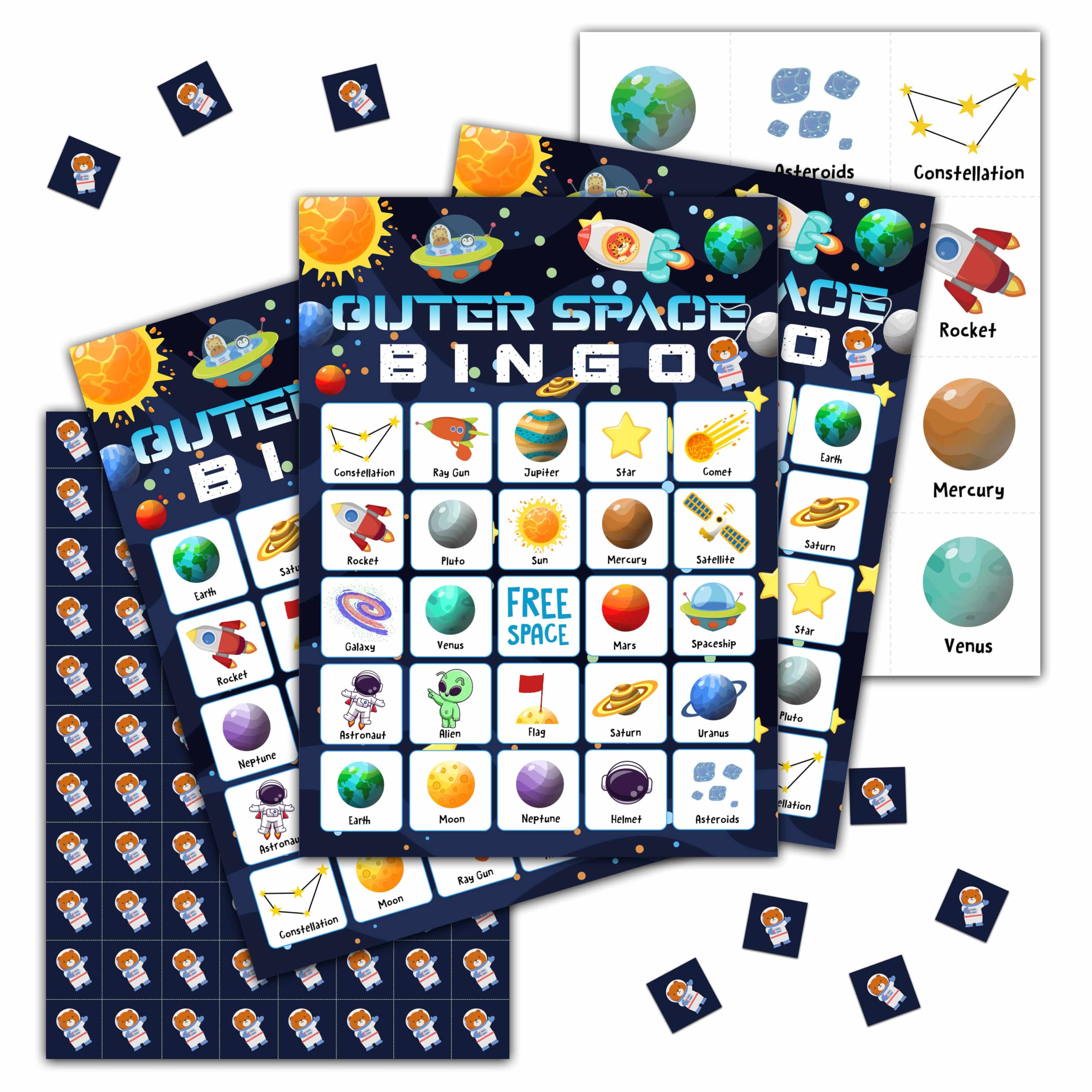Tedea Outer Space Bingo Game Cards for Adults, Space Party, Spaces Birthday Bingo Games, Space Party Games Decorations Favors Supplies, 24 Players