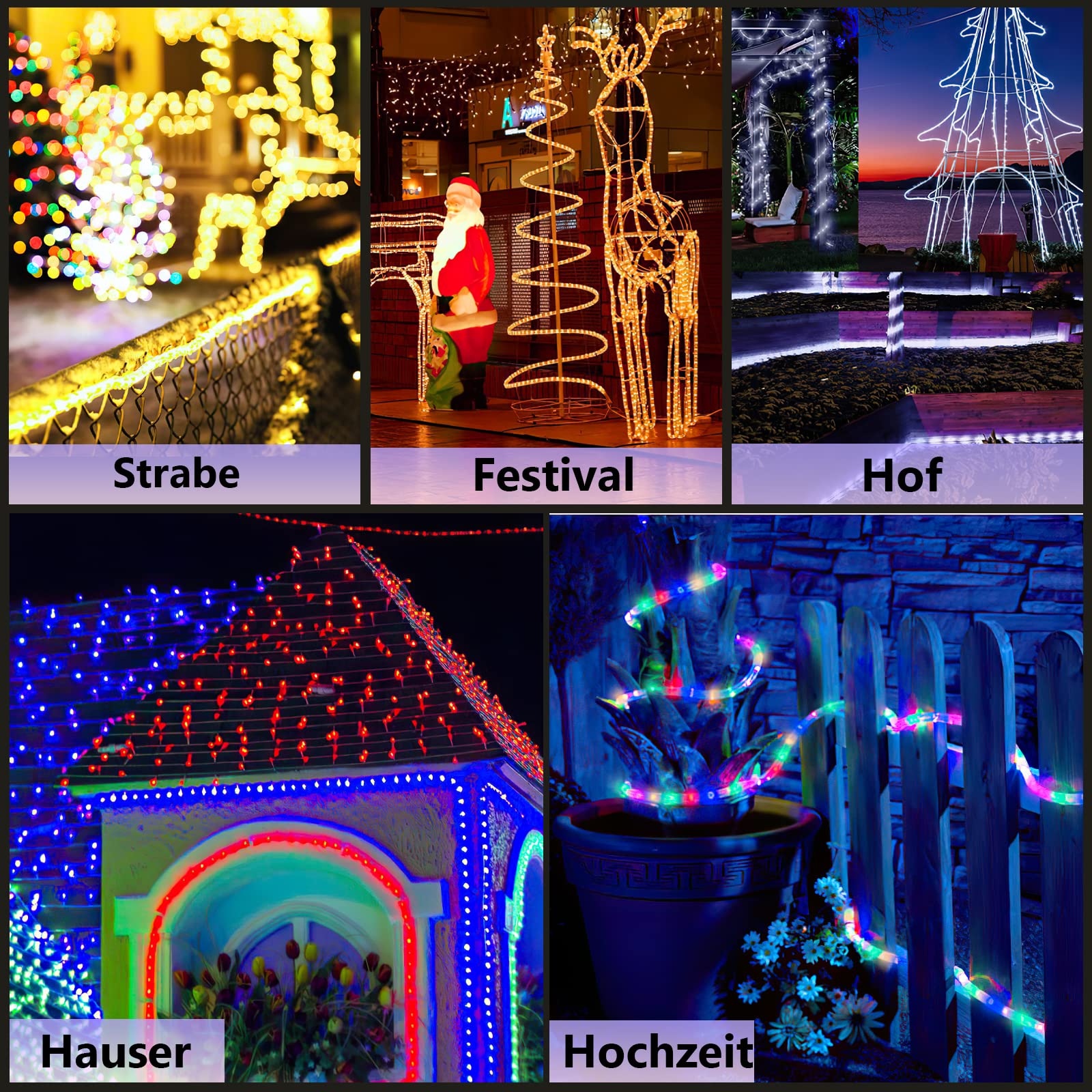 LED Lichtschlauch,6-Std.-Timer,8 Lichtmodi, | LEDs,220 V,flexibel,knickarm,8 Modi,6-Std.-Abschaltung,Speicherfunktion,für Innen/Außen;Steuergerät trocken halten
