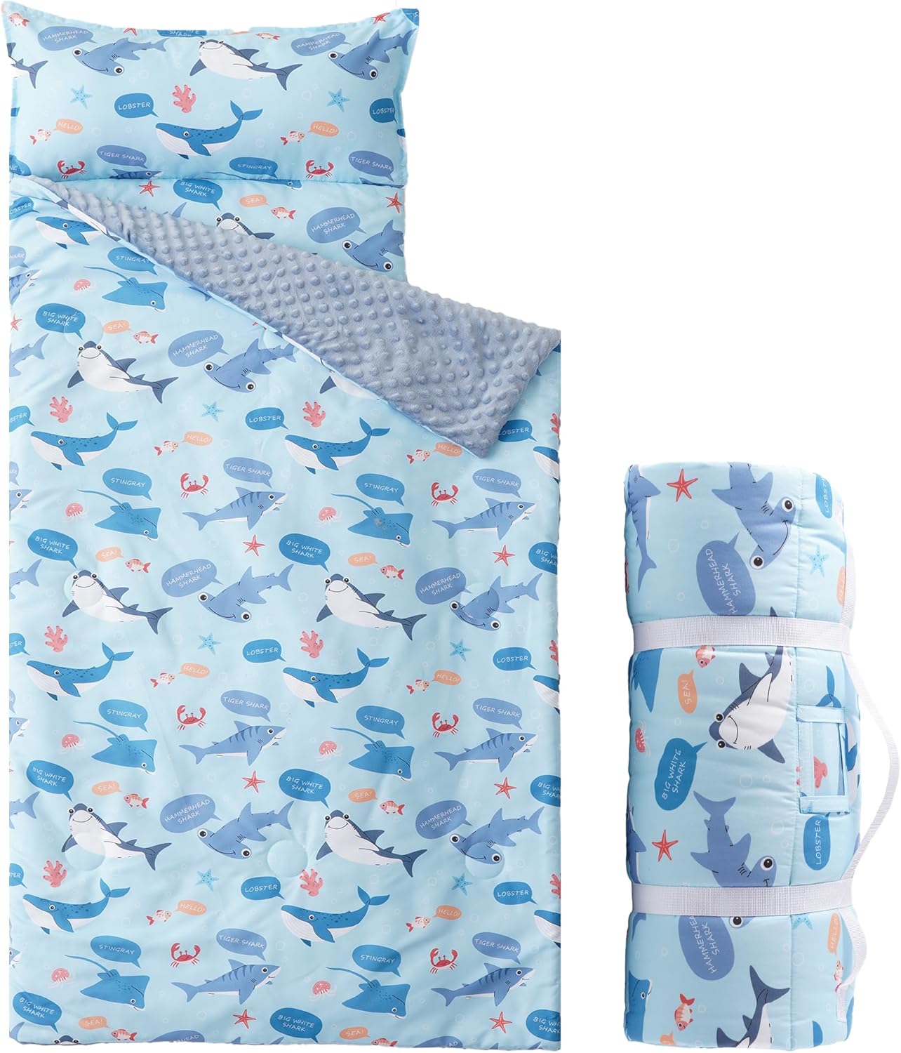 Bunnikins & Clover Toddler Nap Mat with Removable Pillow, Nap Mats for Preschool, Easy Clean Toddler Nap Pad for Kindergarten, Kids Sleeping Bag for Travel Camping