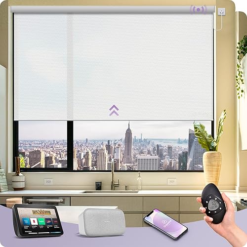 Miniatura 46 de Graywind - Cortinas solares motorizadas compatibles con Alexa, Google, WiFi, casa inteligente, control remoto, persianas eléctricas con filtro