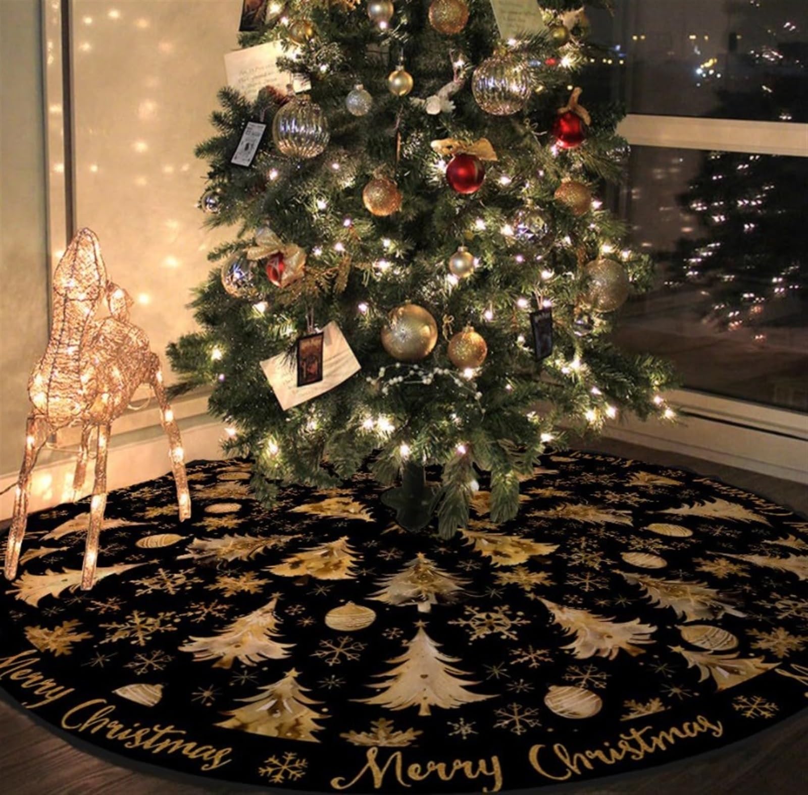 Gonna per Albero di Natale, Tappetino For Albero Di Natale Da 47 Pollici For Le Decorazioni Del'albero Di Natale Della Stanza Delle Vacanze Invernali Decorazione Natalizia