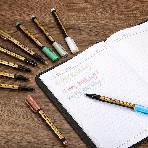 Miniatura 6 de PATIKIL Rotuladores metálicos, paquete de 3 rotuladores de pintura de punta media, marcadores artísticos para álbum de fotos de manualidades, tono