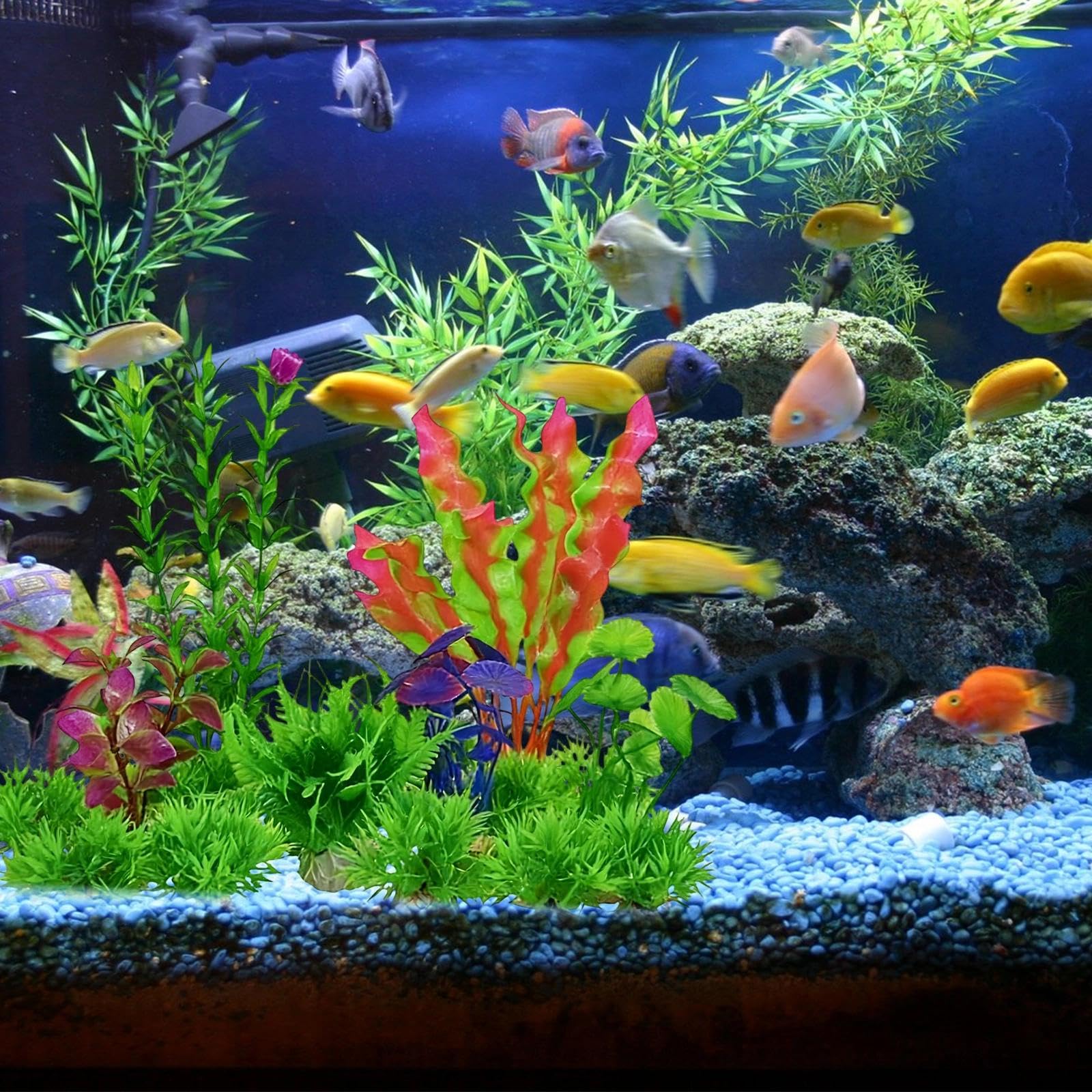16-teiliges Aquarium Pflanzen Set – Künstliche Wasserpflanzen Aus PP, 4 Größen (20–5 Cm), Beschwert, Farbecht – Für Süß- & Salzwasser