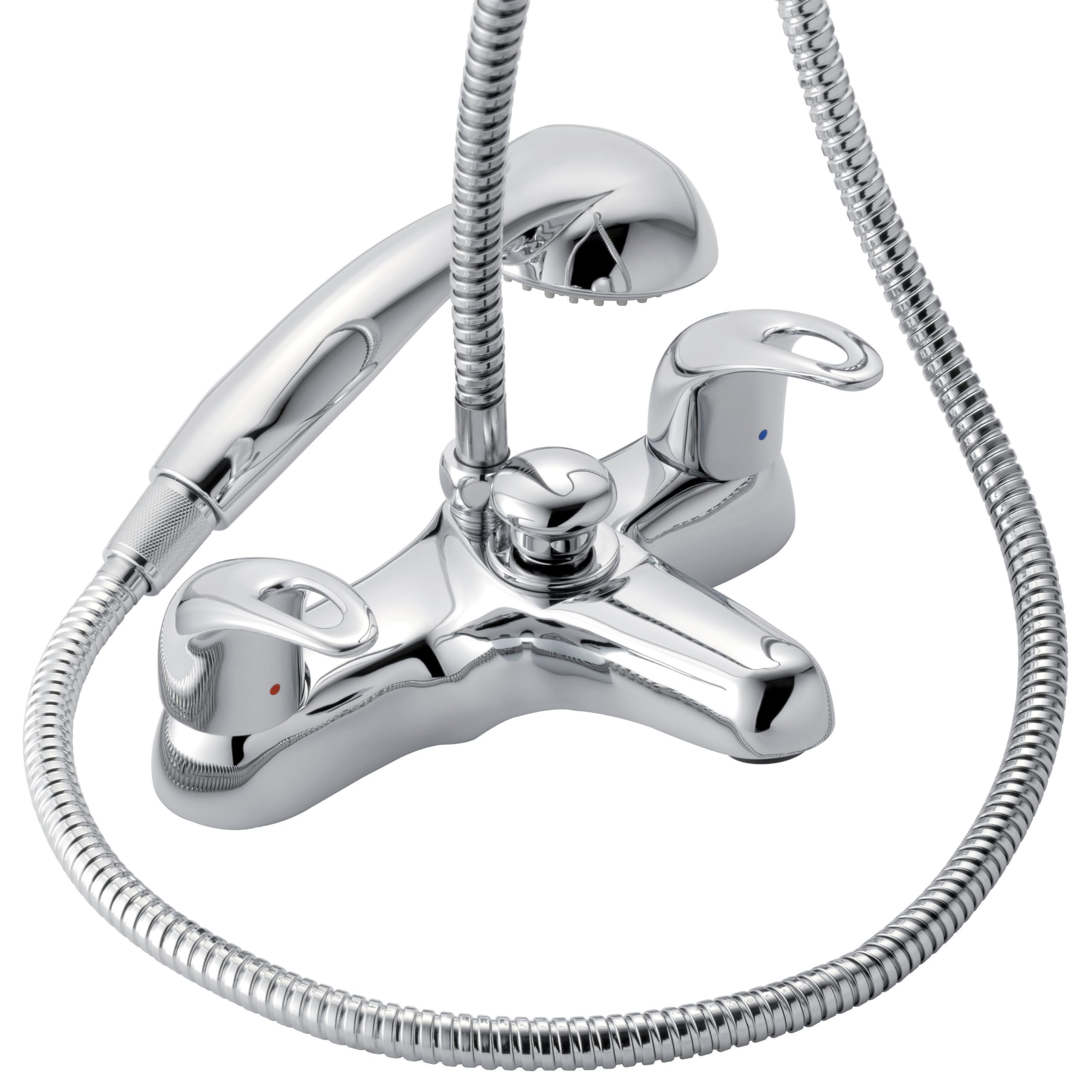 Izzi Bath & Shower Mixer Tap Chrome – Deck Mounted Bath Filler with Handheld Shower and Diverter for UK Bathrooms