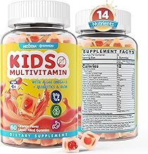 Kids Multivitamin Gummies with Iron, Sugar Free, Kids Daily Vitamins + Probiotics, Algae Omega 3 (EPA/DHA), A, C, D, Methyl B12, Folate, B6, Zinc, Biotin, for Healthy Growth, Immune Support, 60 Count