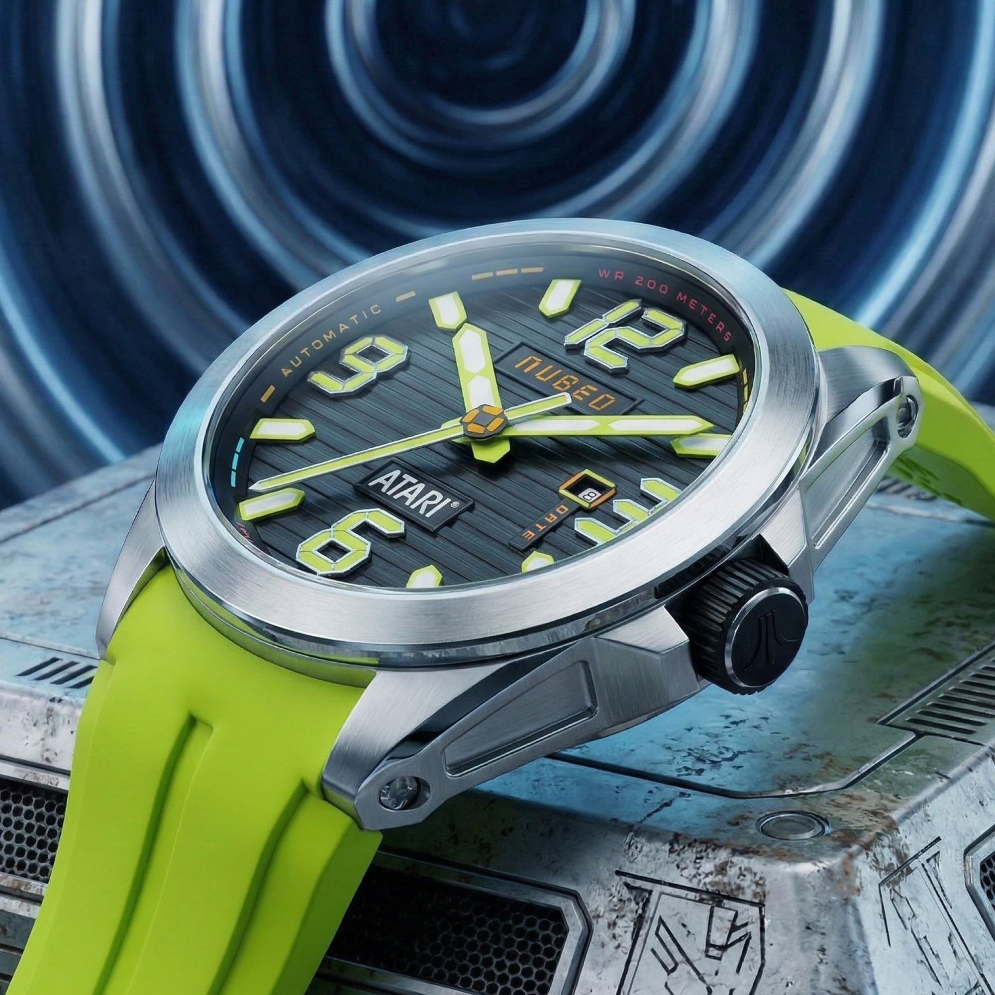 Nubeo Torrent Herren-Automatikuhr Atari Rainbow Limited Edition mit Kautschukarmband NB-6121