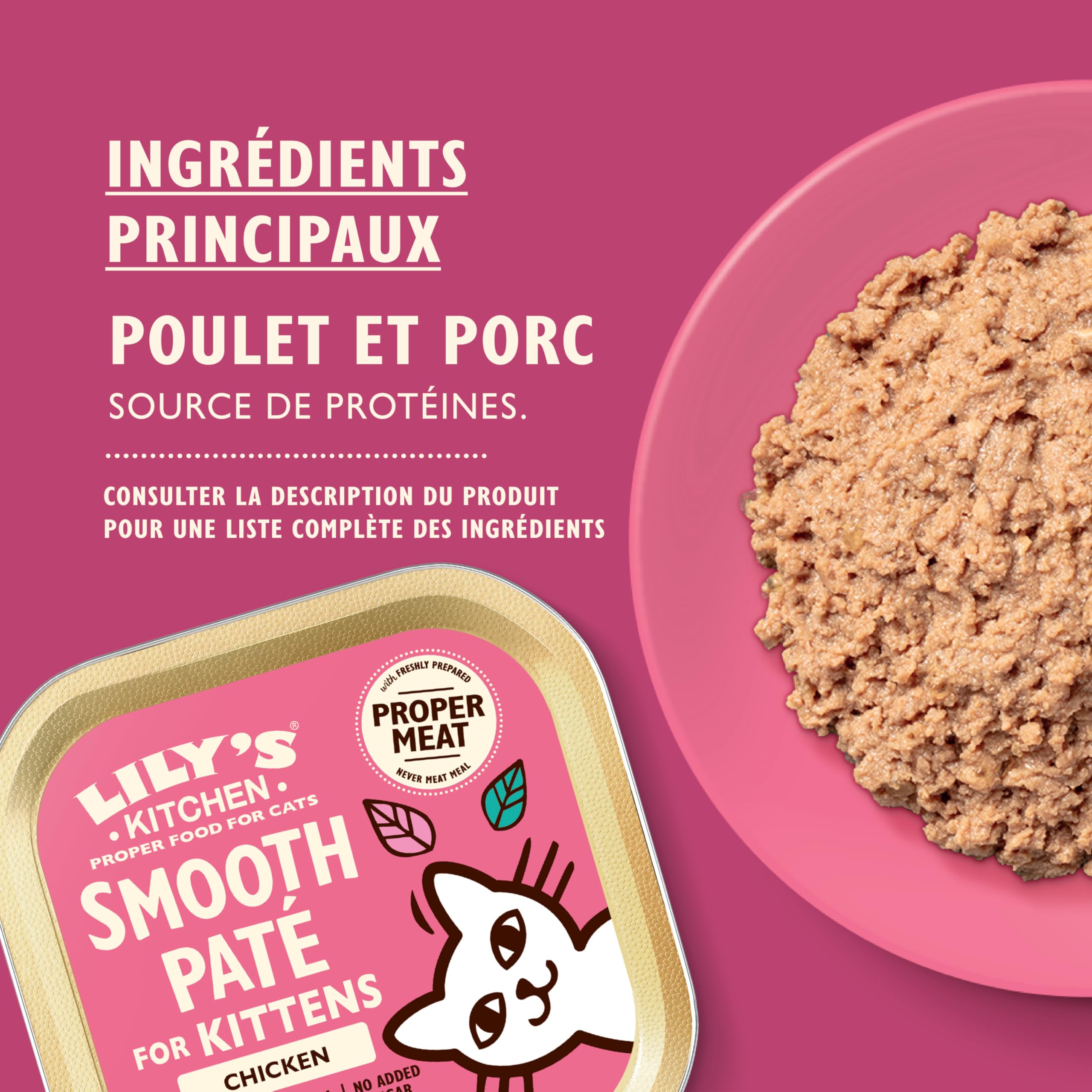 Lily's Kitchen Pâté lisse pour chaton, Poulet + bœuf (19 x 85 g)