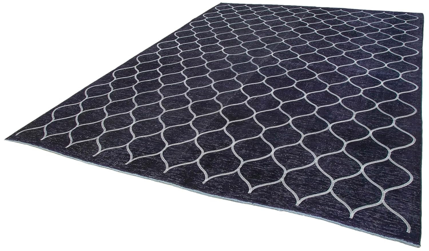 95 x 130 - 286 x 396 Cm Geometric Carpet Blue Geometric Bohemian Wool Cotton Handmade Handknotted Vintage