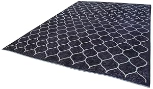 95 x 130 - 286 x 396 Cm Geometric Carpet Blue Geometric Bohemian Wool Cotton Handmade Handknotted Vintage