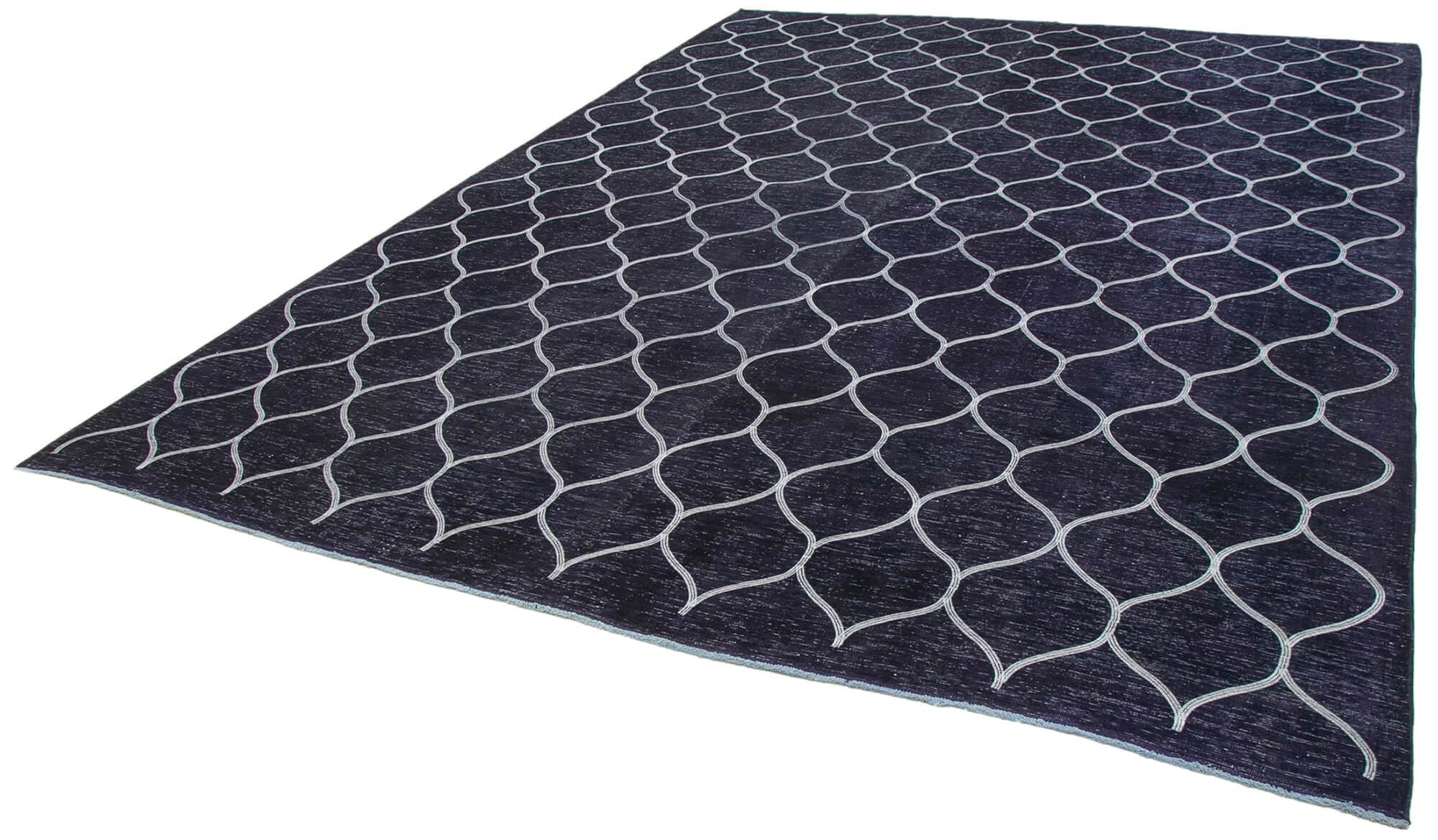 95 x 130 - 286 x 396 Cm Geometric Carpet Blue Geometric Bohemian Wool Cotton Handmade Handknotted Vintage