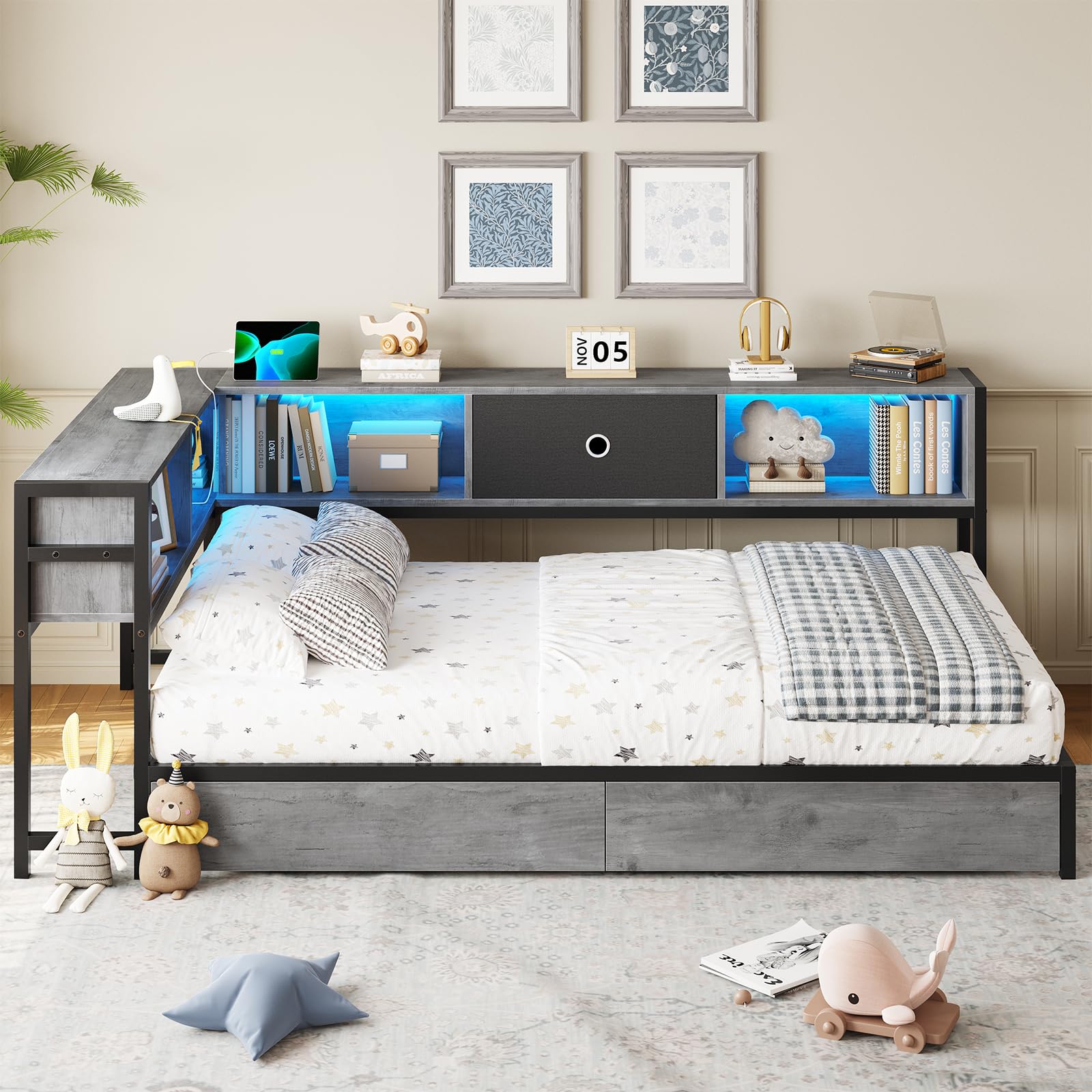 tak】ベッド Ktaxon Twin Over Full Metal Bunk Bed, White, Sturdy