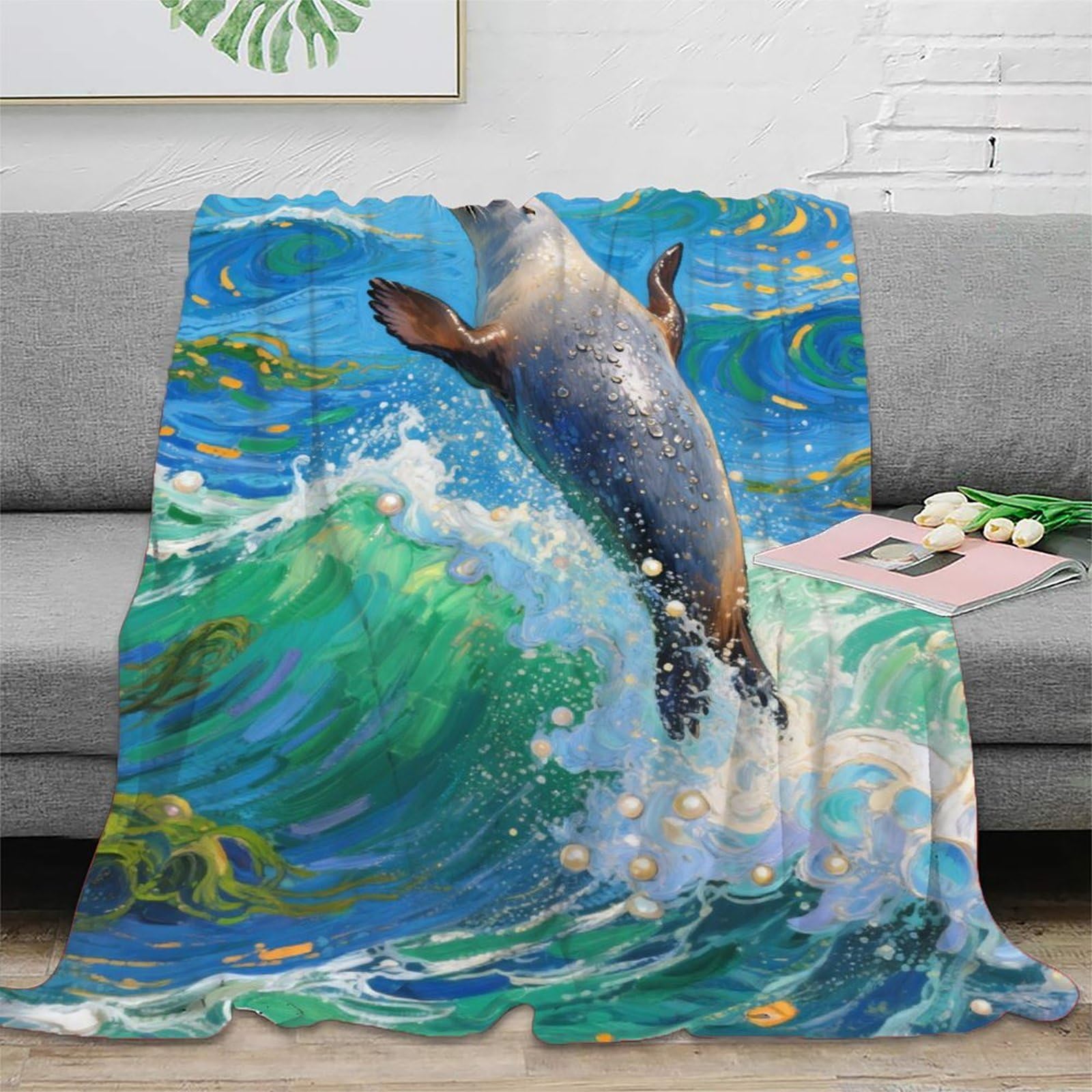 Seal Home Throw Blanket for Couch Or Bed Blankets - Cozy Soft Lightweight Fuzzy Suitable for All Seasons Gifts 50x60inch(127x152cm)