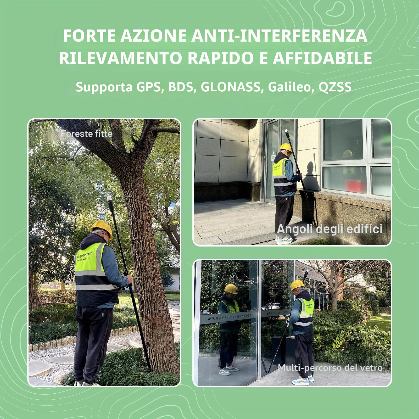 RTK GNSS Survey Equipment 60 ° Tilt Built-in IMU, dotato di Rover Handheld GPS per rilevamento e software ideale per il rilevamento del territorio, GIS