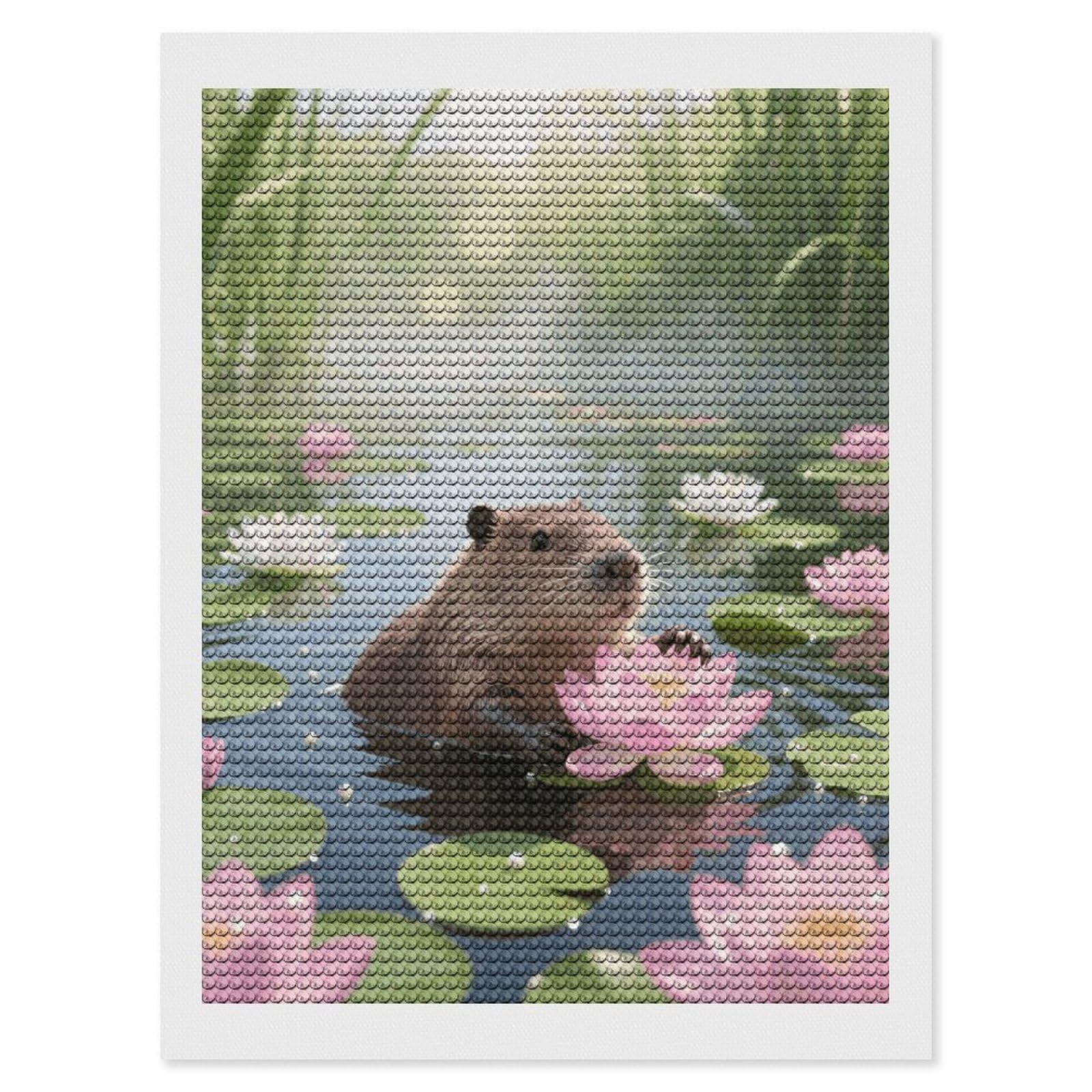 FodPand Capybara 5D Diamond Painting Kits for Adults Beginners Full Drill Round Diamond Dots Pictures Gem Art Supplies for Home Wall Room Decoration DIY Craft Set Gift 12x16