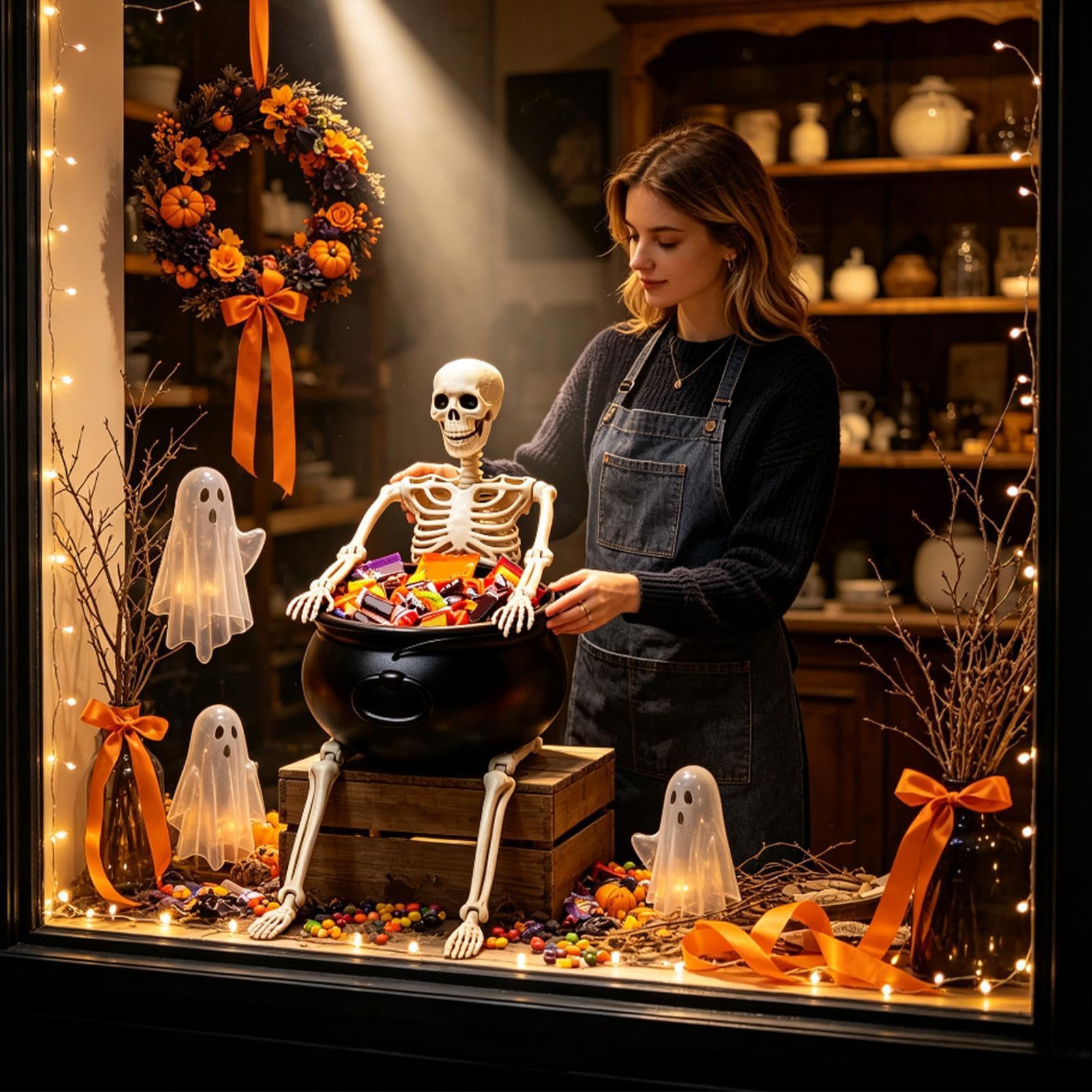 Halloween scheletro Candy Bowl Halloween scherzo spettrale ornamento