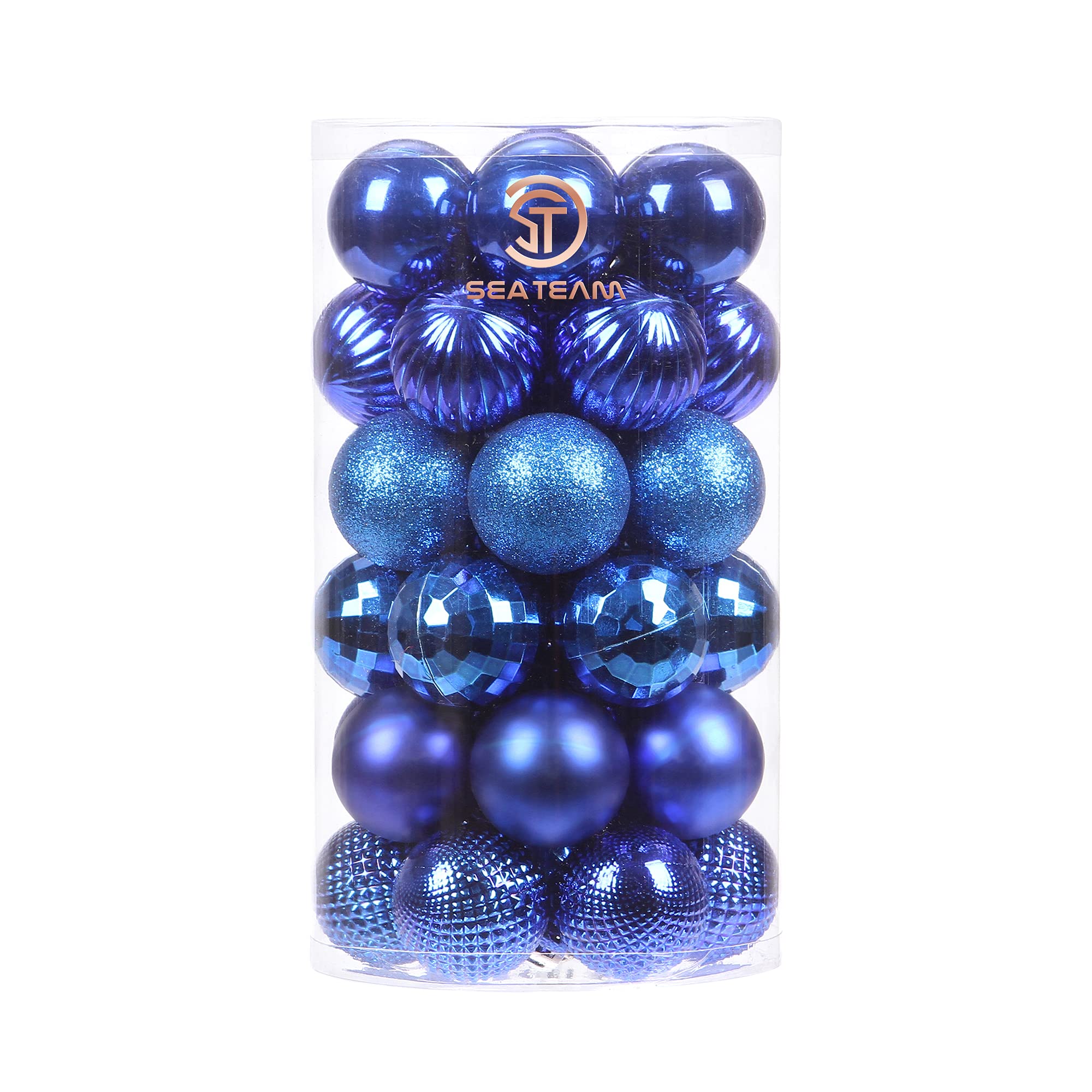 Sea Team 41-Pack Christmas Ball Ornaments with Strings, 40mm/1.57" Small Size Baubles, Shatterproof Plastic Christmas Bulbs