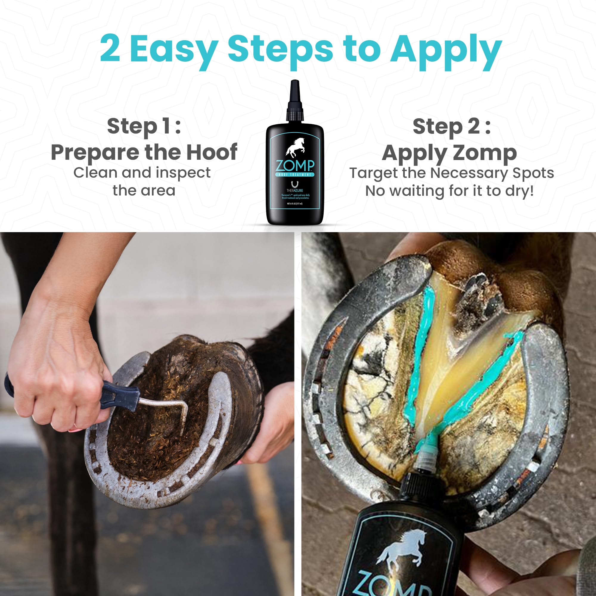 Horse Hoof Thrush Treatment Clay & Zomp Hoof Treatment Liquid – Effective Dual-Action Formula for Supporting Hoof Health & Hygiene – Long-Lasting Protection & Deep Penetration - image 3