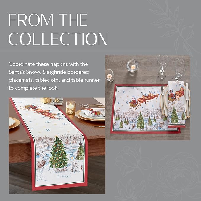 Servilletas de Tela Navidad Santa Snowy Sleighride Set 4 Unidades 17x17 miniatura 5