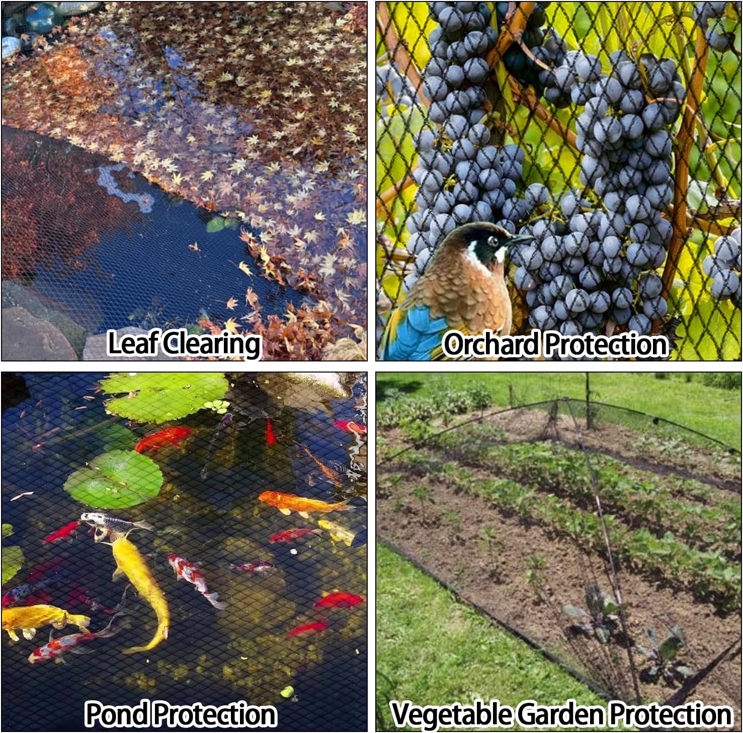 Pond Netting Shield for Leaves,Protects Koi Fish from Birds Cats Predators,Durable Mesh Protective Cover for Pool Farm Orchard Veggie Garden (28.1x30ft)