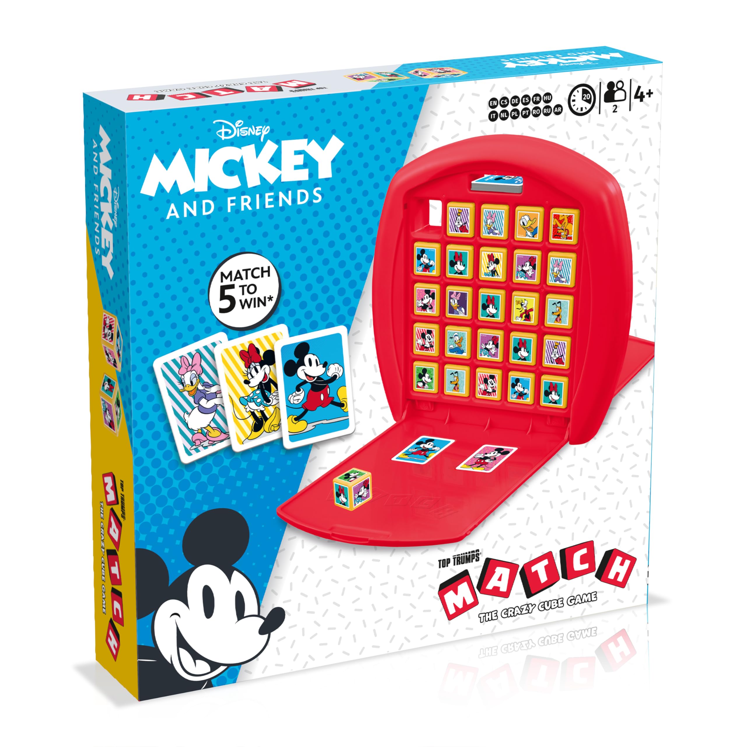 Top Trumps Mickey and Friends Match The Crazy Cube Game, play with 15 of your favourite characters including Mickey, Donald and Goofy, travel board game, gift and toy for Boys and Girls Aged 4 plus