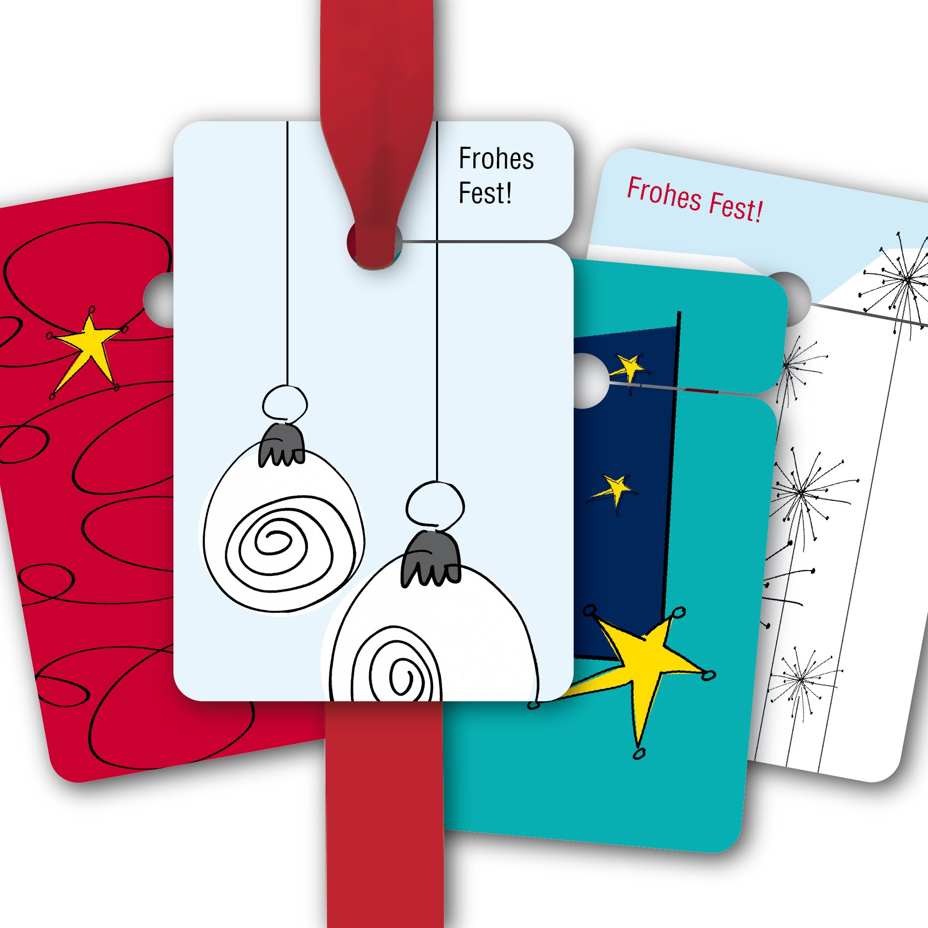 Edle Weihnachts 64 Stück Geschenkanhänger | Papier Anhänger | Geschenkkarten zu Weihnachten: Frohe Weihnachten | Frohes Fest