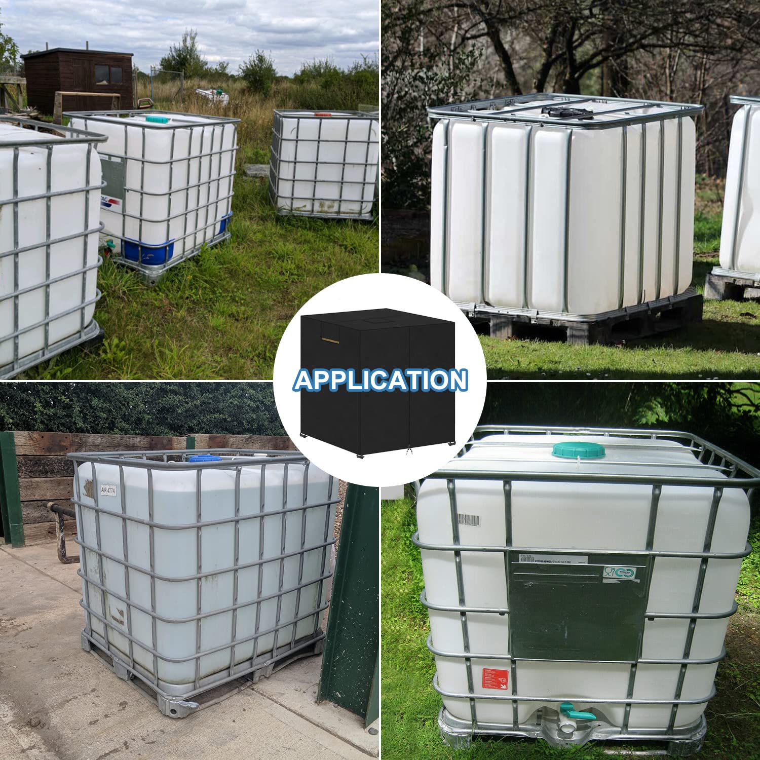VANSHEIM Housse de Protection IBC 1000L Anti UV Imperméable 120x100x116cm