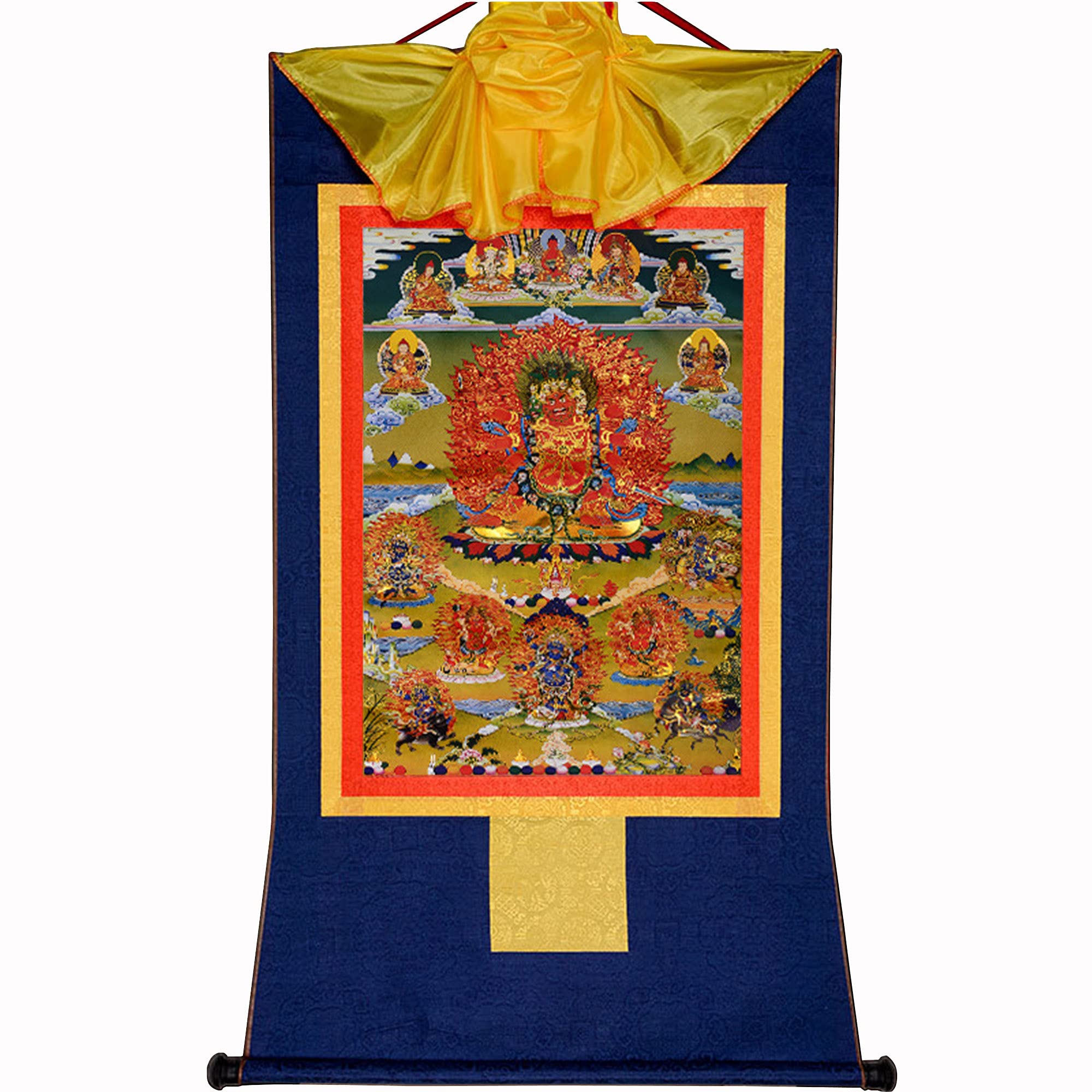Gandhanra Thangka Tibétain - Hayagriva Thangka - Peinture Tantrique Bouddha à Dorure - Tapisserie Mural pour Décoration Zen - Méditation et Relaxation Spirituelle