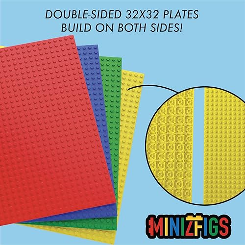 Miniatura 2 de Placa clásica de ladrillo de construcción de 2 lados de 10 x 10 pulgadas, paquete de 4 para ladrillos de juguete, aula, mesa de exhibición,