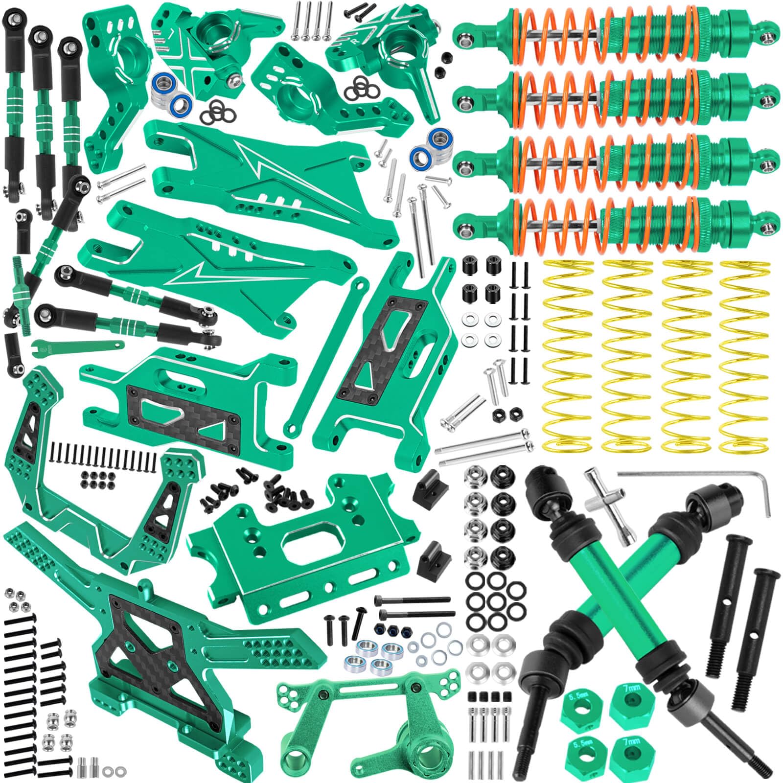 BRCatWPark RC Upgrades Part for 1/10 Slash 2WD,Suspension Arm,Shock Absorber,Drive Shaft,Caster Block,Steering Blocks,Stub Axle Carriers,Steering Bellcranks,Links,Shock Tower,Front Bulkhead,Green — image 1