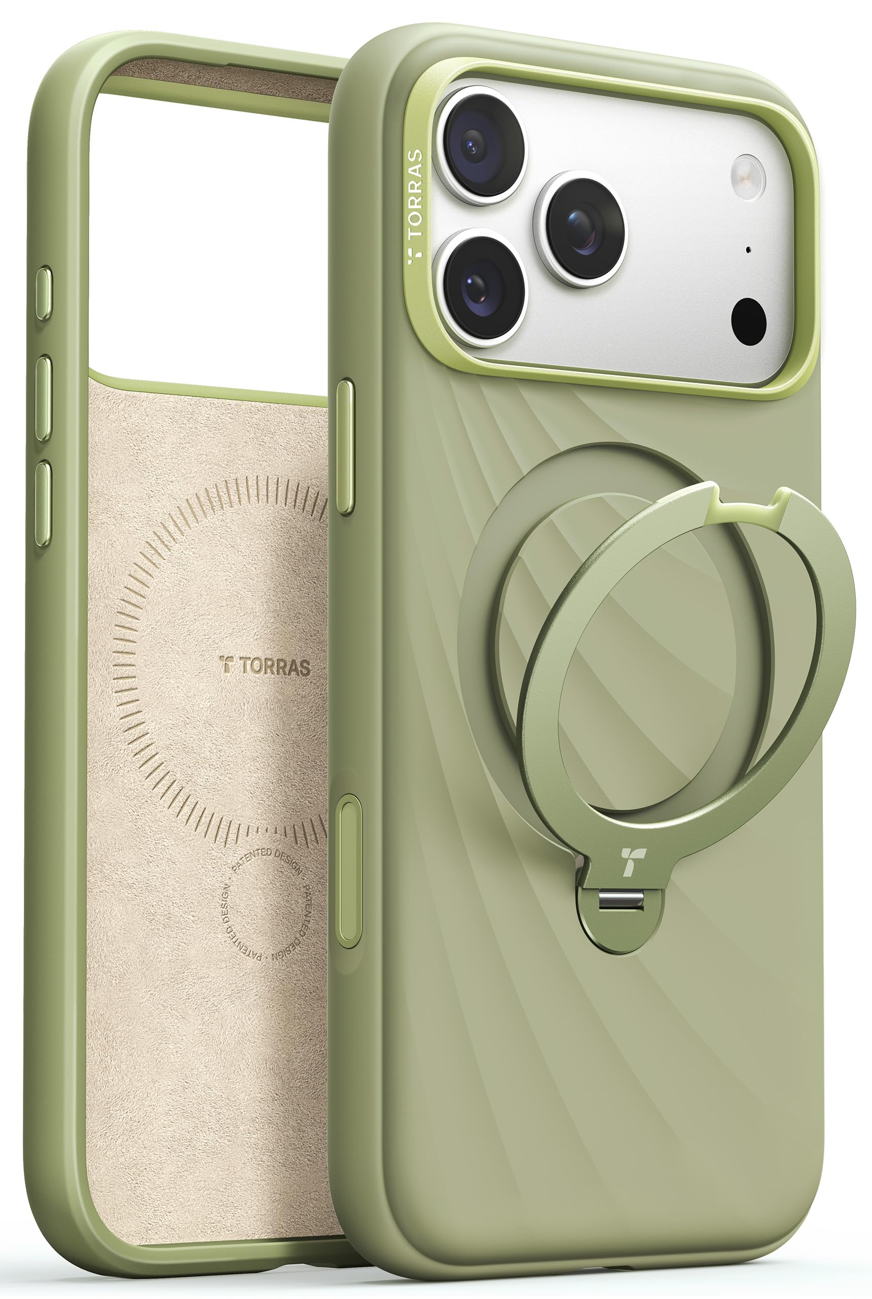 TORRAS Q3 Wind for iPhone 17 Pro Max Case Silicone, 360 Stand, Matcha Green