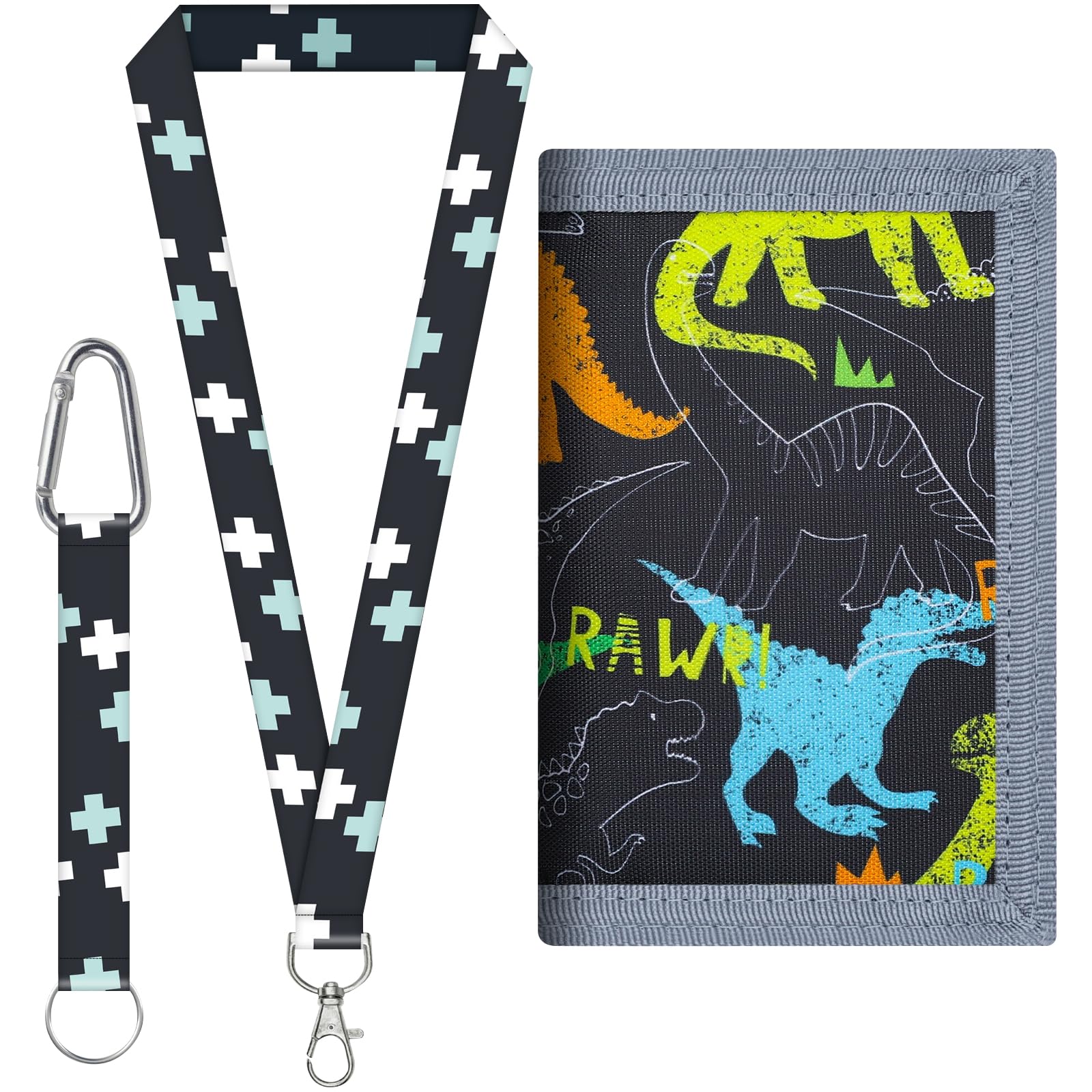 PLUSHCEWT Dinozaur dziecięcy portfel, wodoodporny portfel z zamkiem błyskawicznym Trifold, oryginalny portfel dla chłopców i dziewcząt, prezenty urodzinowe dla dzieci od 4 do 18, B, as shown