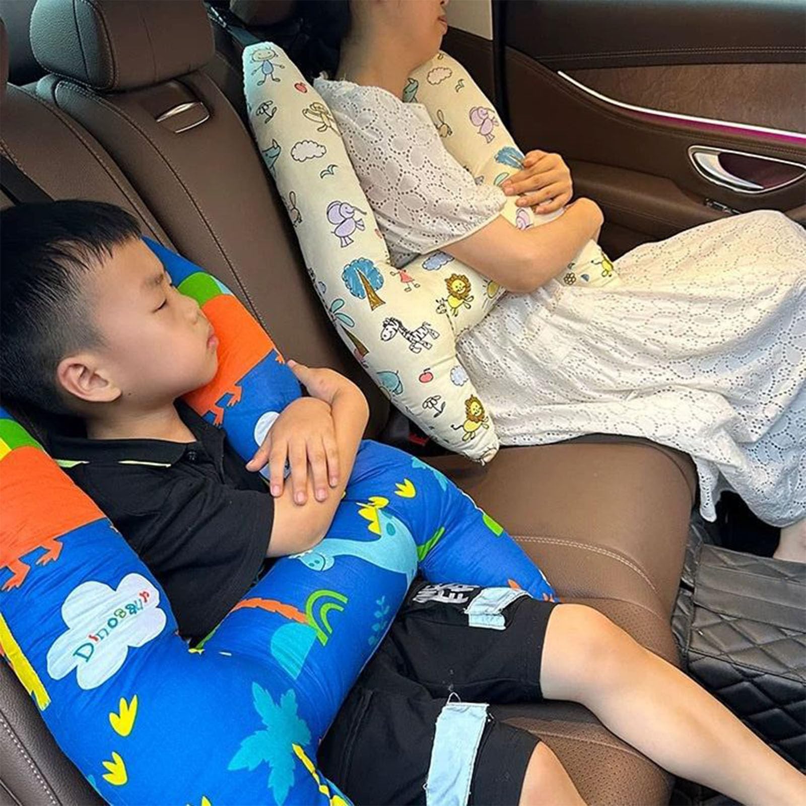 Générique 2 PièCes Coussin Voiture Enfant Lavable Repose Tete Cale Maintien Cale-TêTes pour SièGes Auto Oreiller De Voyage Appuie (Rose Clair)