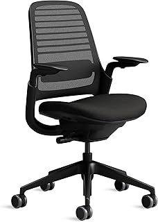 Steelcase Series 1, silla de oficina ergonómica con sujeción lumbar y brazos 4D regulables, respaldo de malla Ónix; Fabricado en Europa
