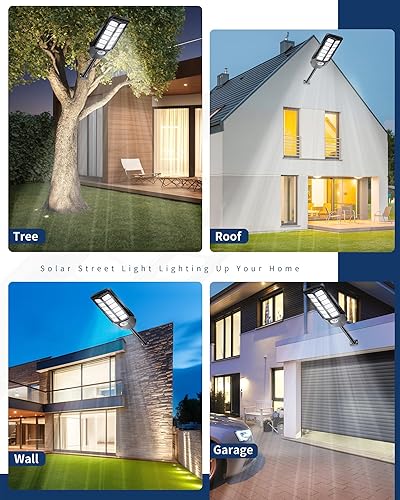 Miniatura 7 de Luces solares de 5000 W para exteriores, IP66 impermeable, sensor de movimiento alimentado por energía solar, luz de calle de 6500 K del atardecer