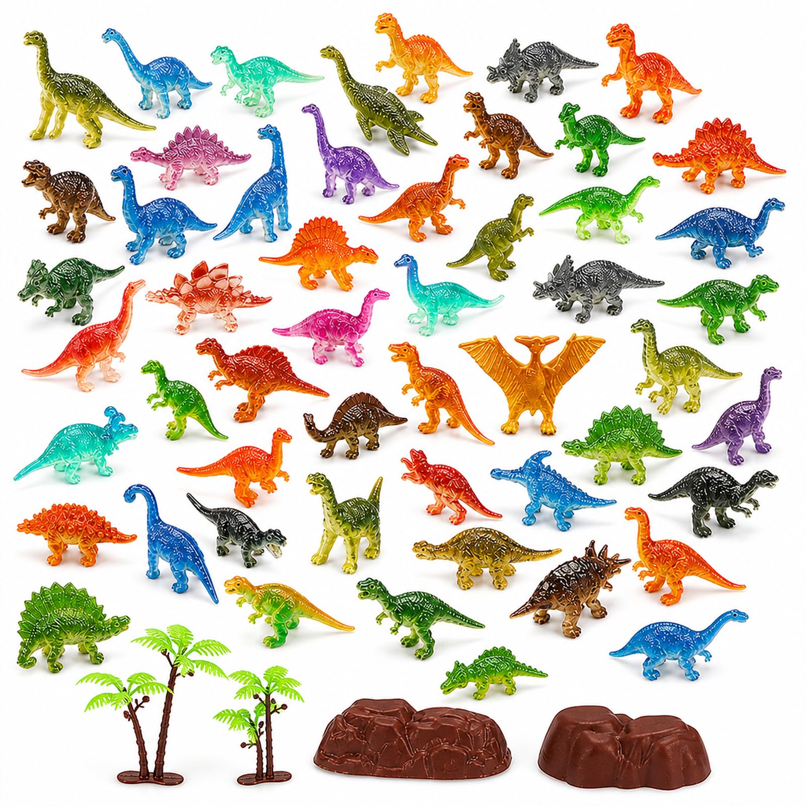 Buuraqq 50PCS Mini Dino Figures, Dino Figures, Mini Dinosaurs for Play, Display, and Party Favors