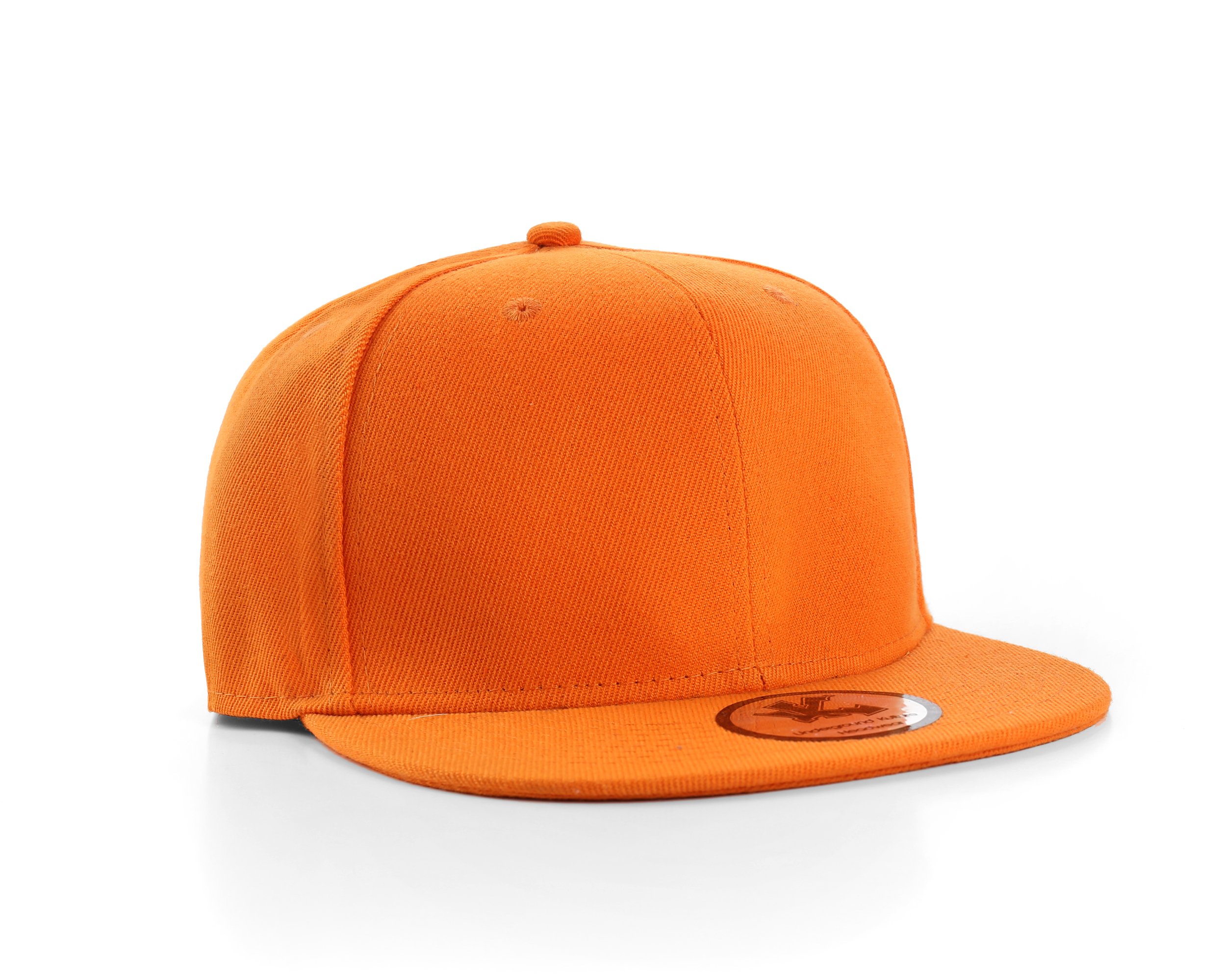 Underground Kulture Men's Orange Plain Flat Peak Snapback Baseball Cap