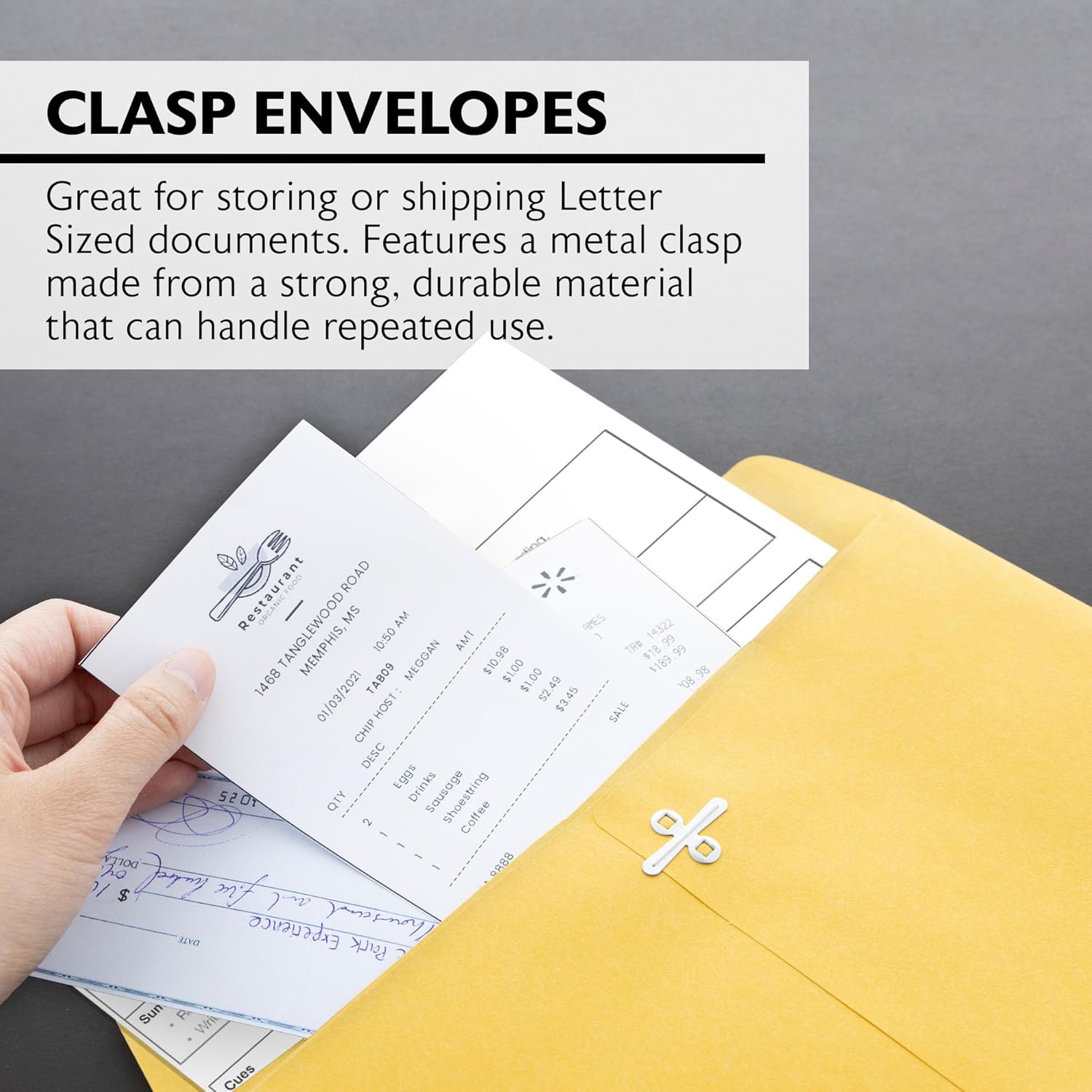 BAZIC Products Clasp Envelope 9" x 12", Gummed Seal Eyelet Closure, Brown Kraft Paper Catalog Mailing Envelopes for Home Office School (4/Pack), 48-Packs