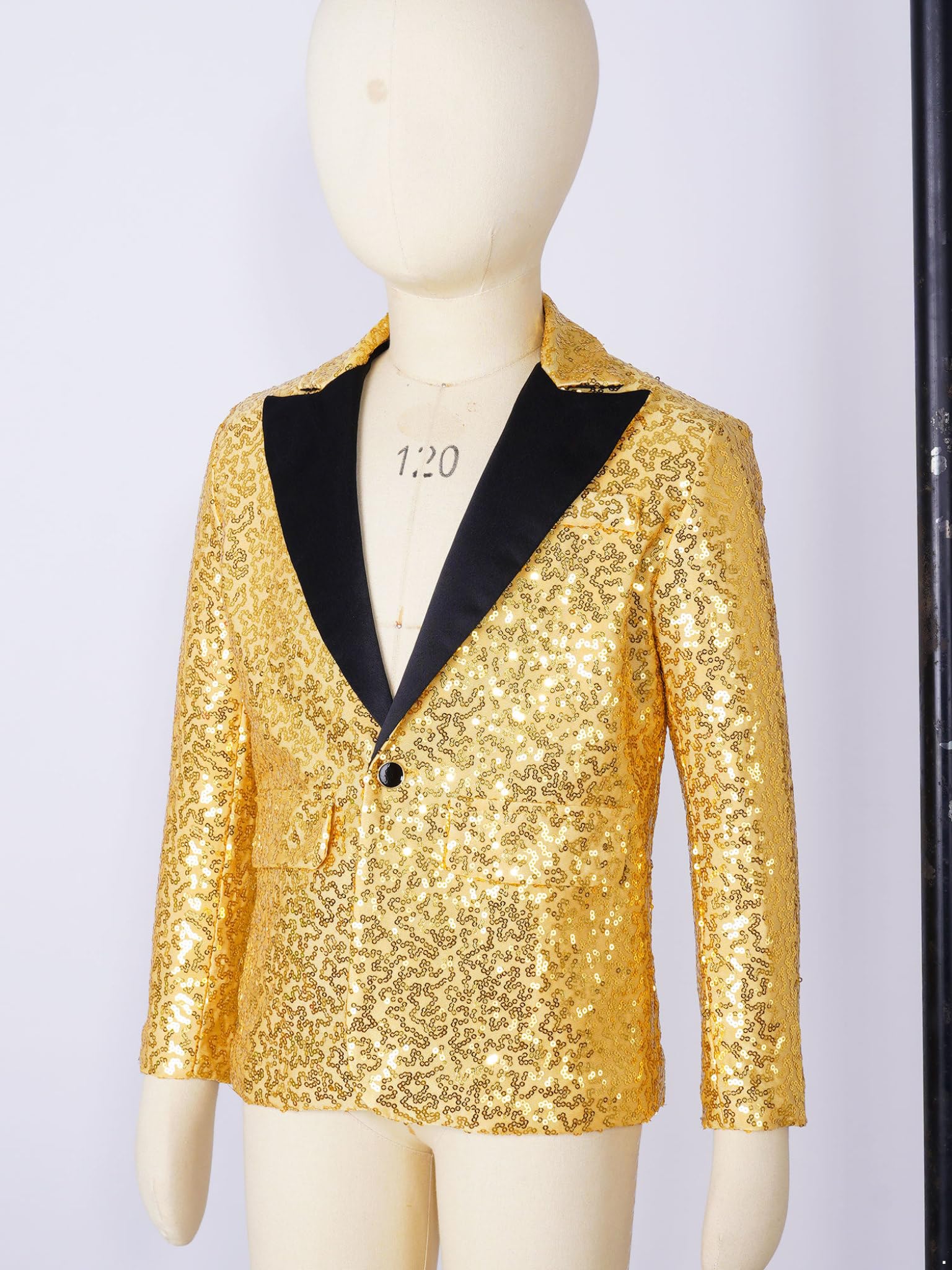 Runhomal - Chaqueta de lentejuelas para niño, manga larga y sombrero de baile moderno, Jazz Hip Hop Lentejuelas, traje de boda, cóctel ceremonia espectáculo
