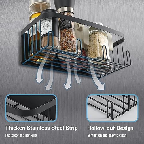 Miniatura 5 de Magnetic Spice Rack for Refrigerator, 2 Pack Metal Magnetic Shelf for Side of Refrigerator, Spice Jar Organizer, Spice Rack Organizer, Seasoning