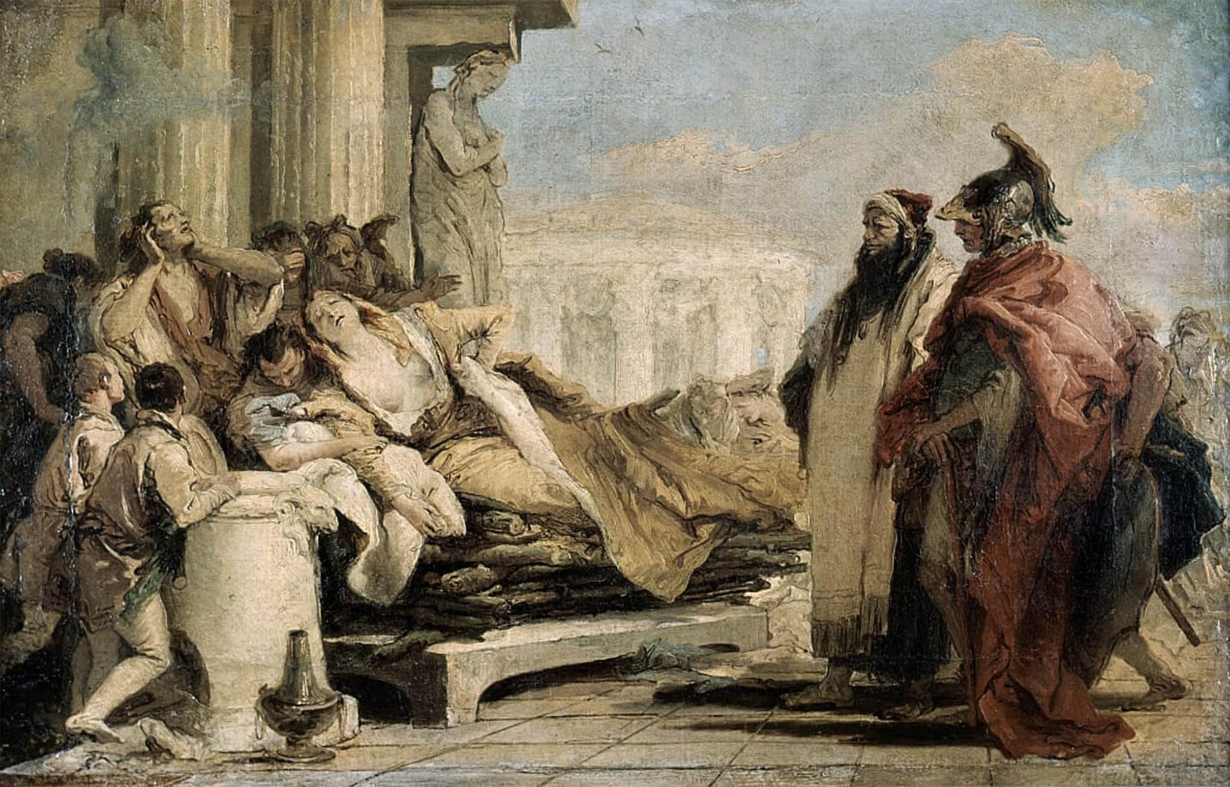 Artxlxxbn No Frame Famous Print Painting Colorful Art Print Death Of The Dido By Battista Tiepolo Canvas Art Decorations For Home Decor 60X90cm